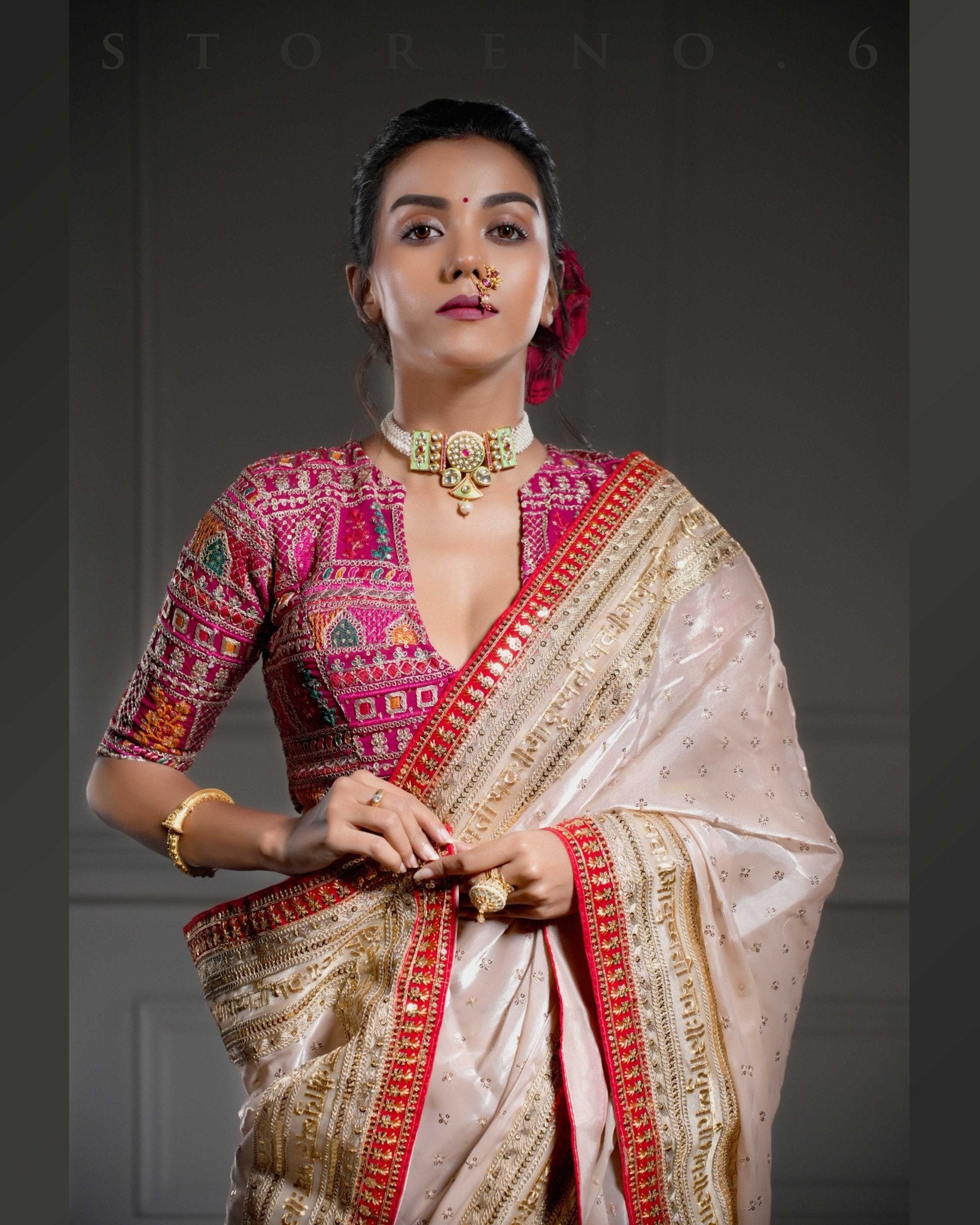 ROYAL SUBTLE QUEEN SAREE WITH SANGRIA SENSATION BLOUSE