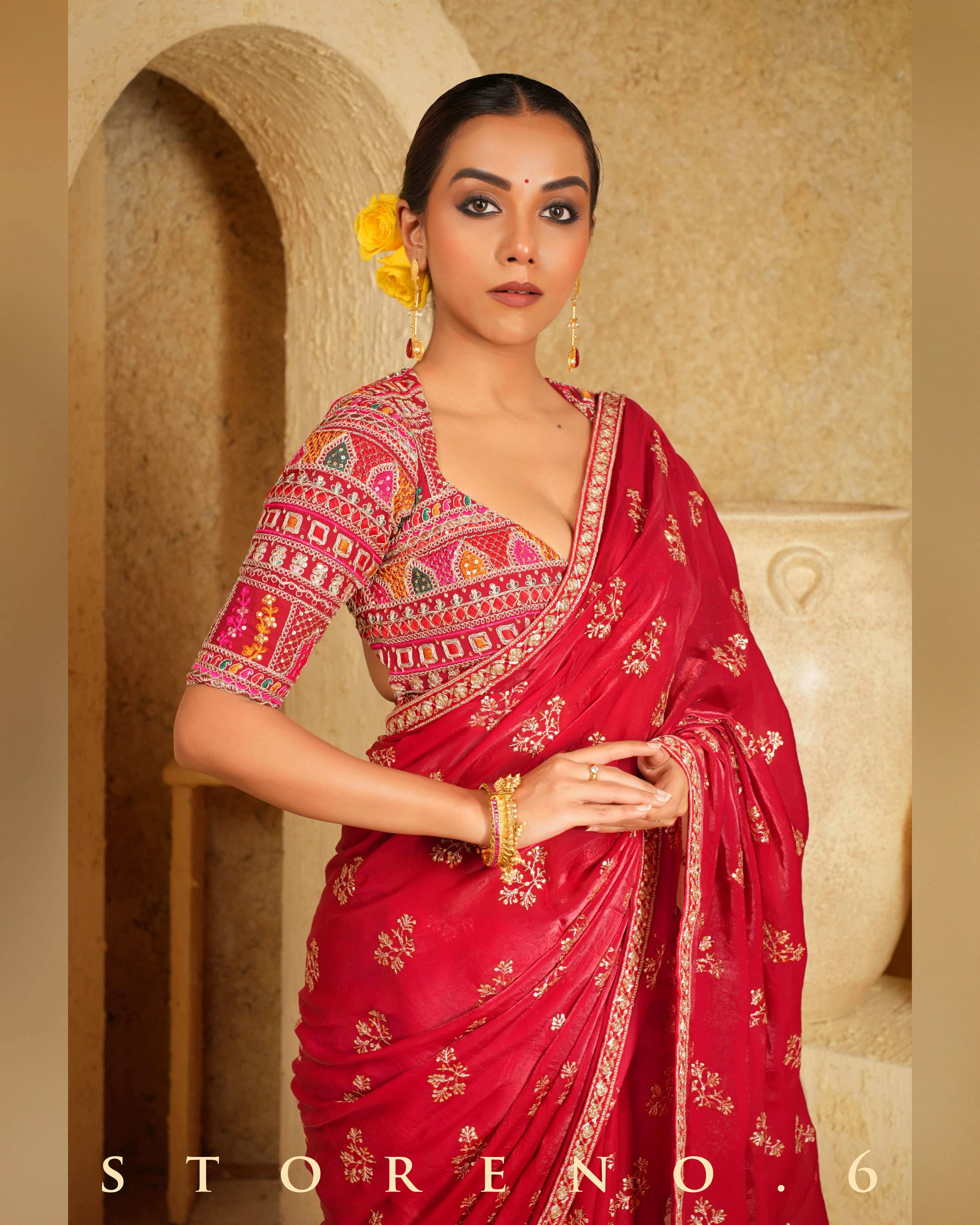 CHILLI CHARISMA SAREE WITH SANGRIA SENSATION CLASSIC BLOUSE