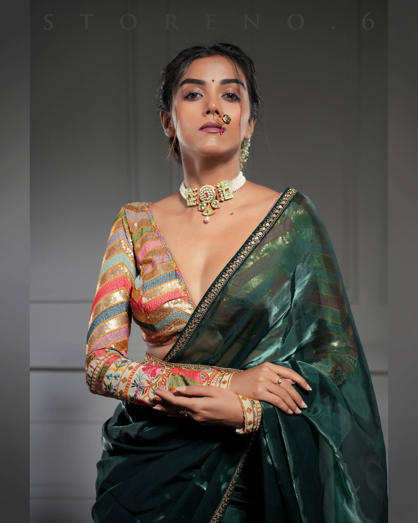 NOOR-E-HARA SAREE WITH BEBAAK SURMAI BLOUSE