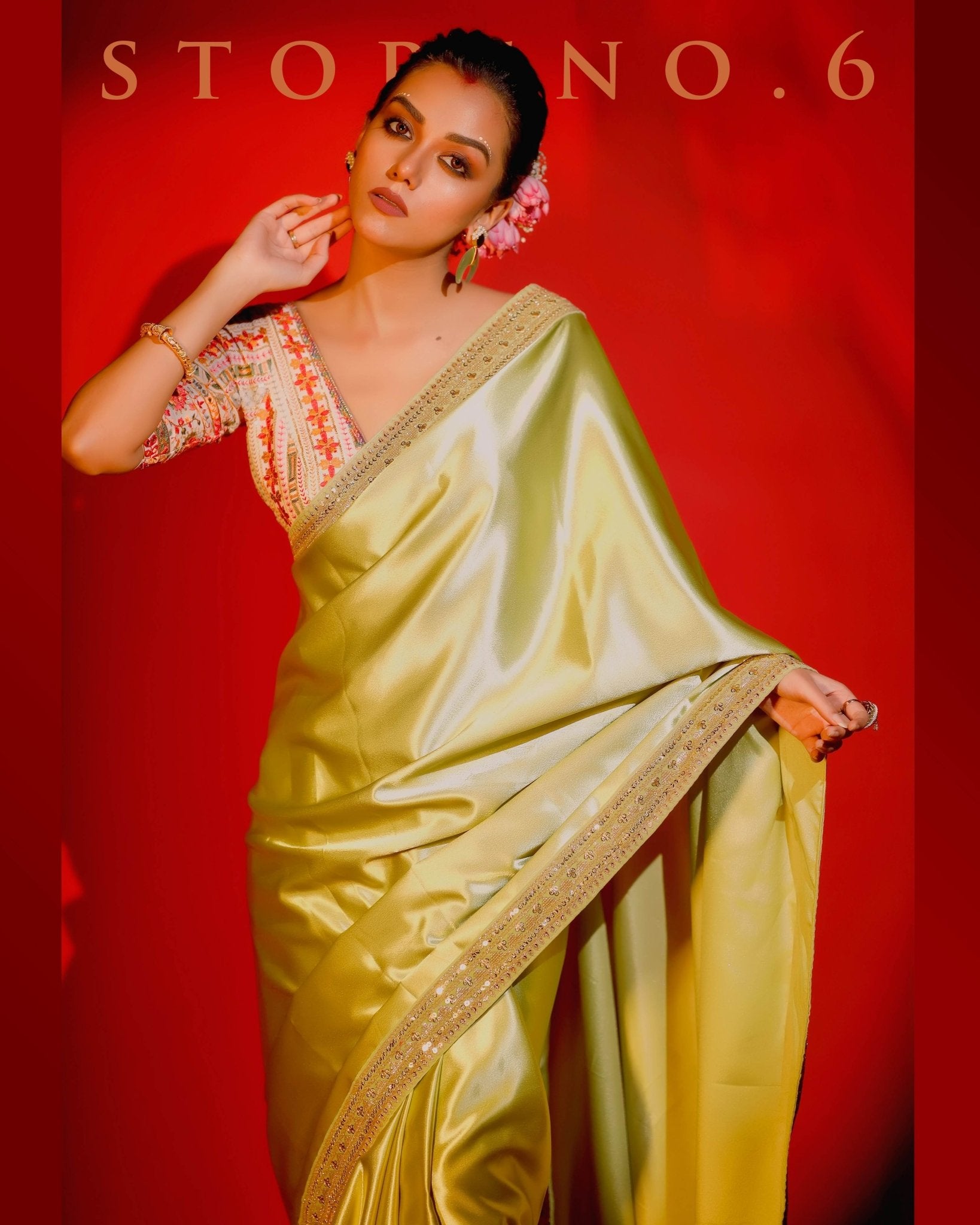OBSESSIVE OLIVE READY-TO-WEAR SAREE AND BLOUSE SET