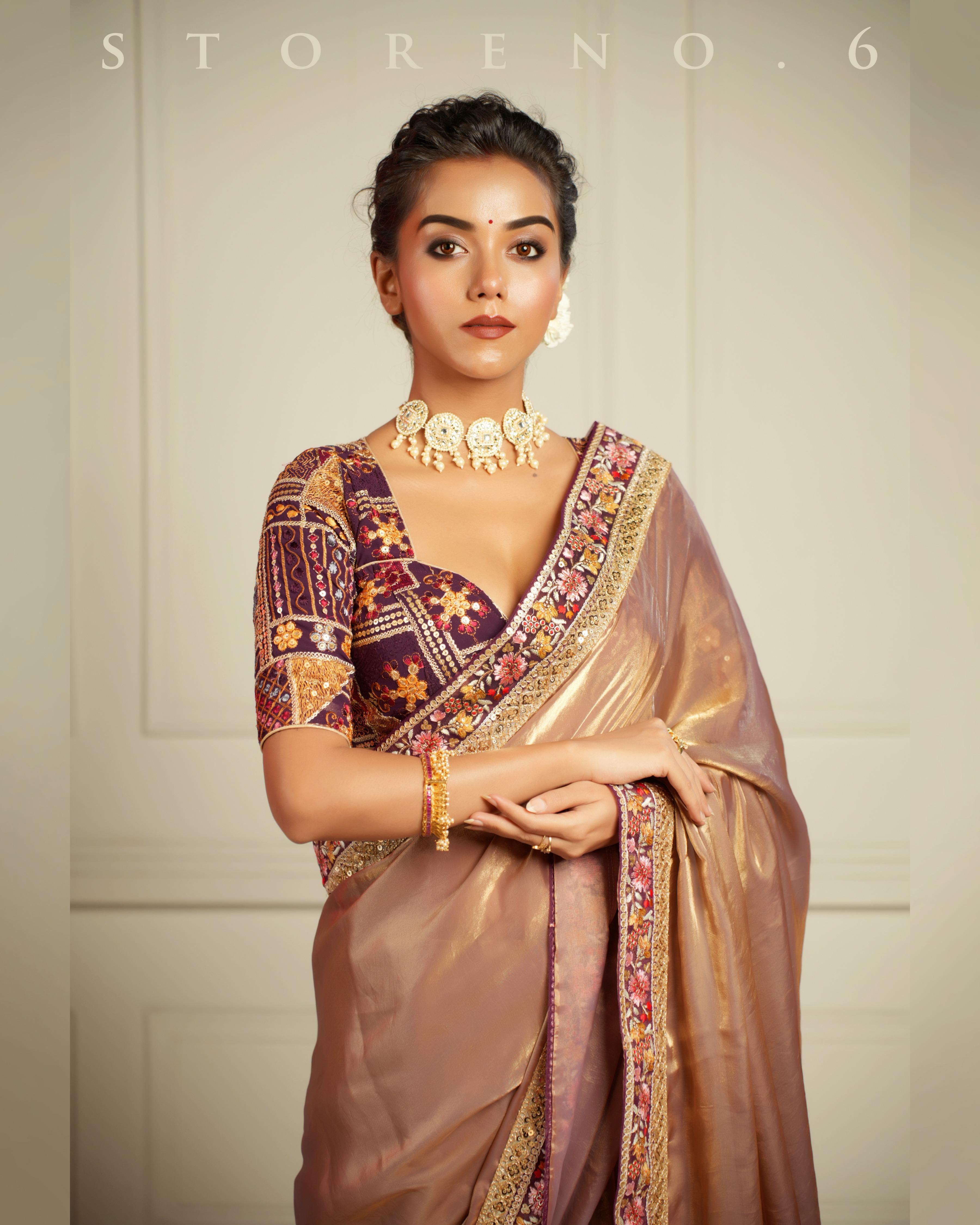 THE IMPERIAL TWILIGHT SHIMMER SAREE WITH PLUM PARADISE BLOUSE