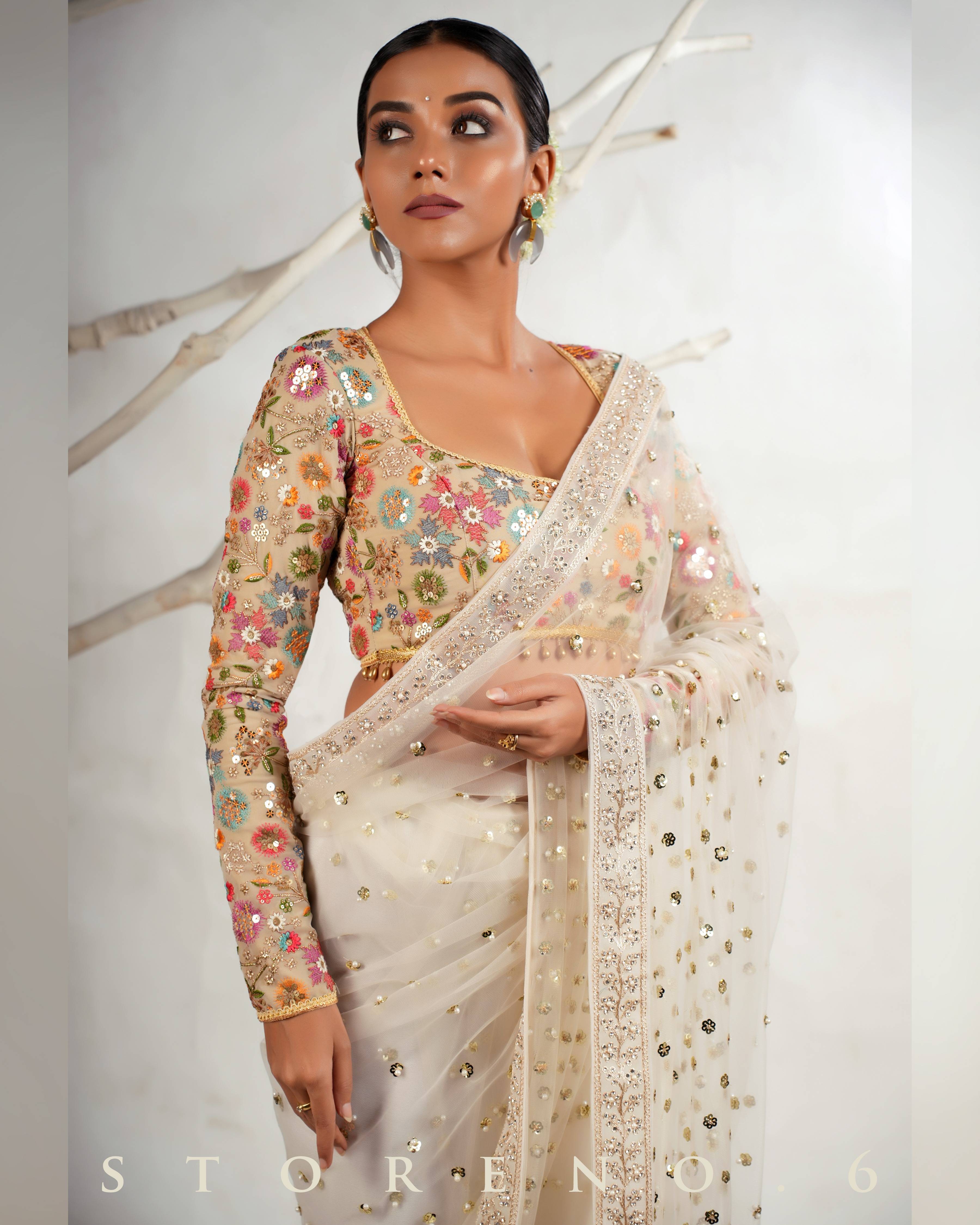 THE FROST FAME SAREE WITH THE DREAM DELIGHT BLOUSE