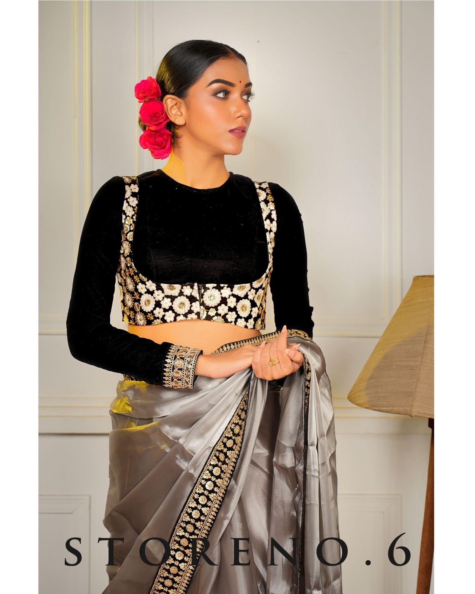 NOOR-E-SIAH SAREE WITH MAKHMAL NARGIS-E-SIAH BLOUSE