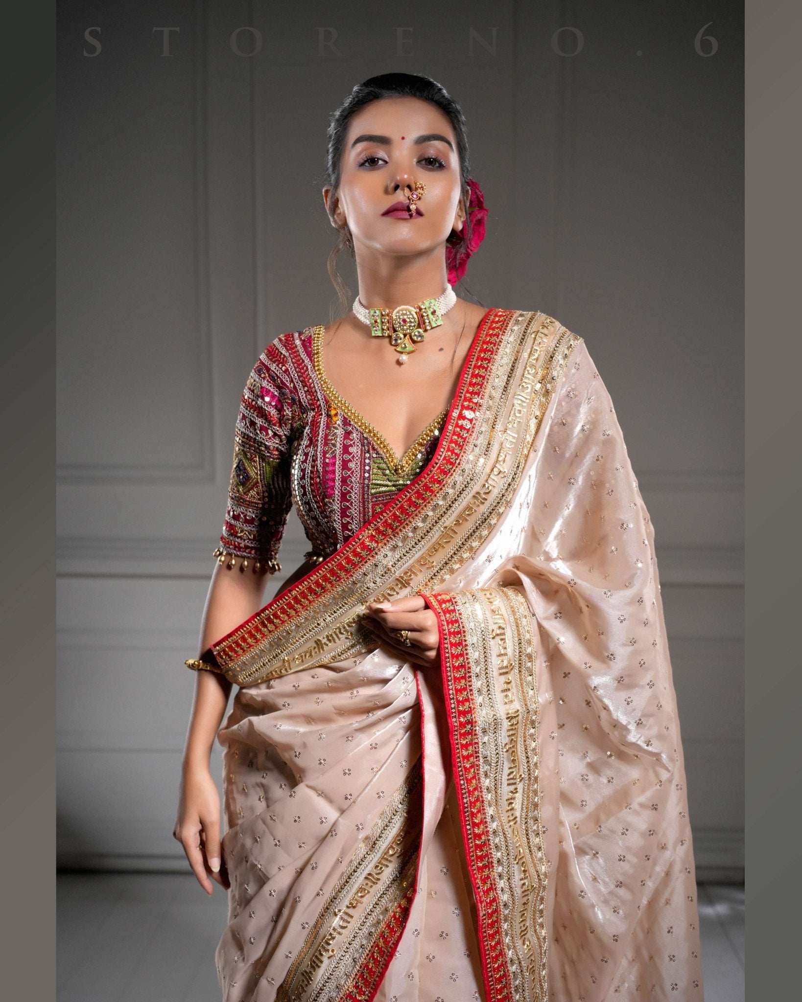 ROYAL SUBTLE QUEEN SAREE WITH LUSH OF BERRY BLOUSE