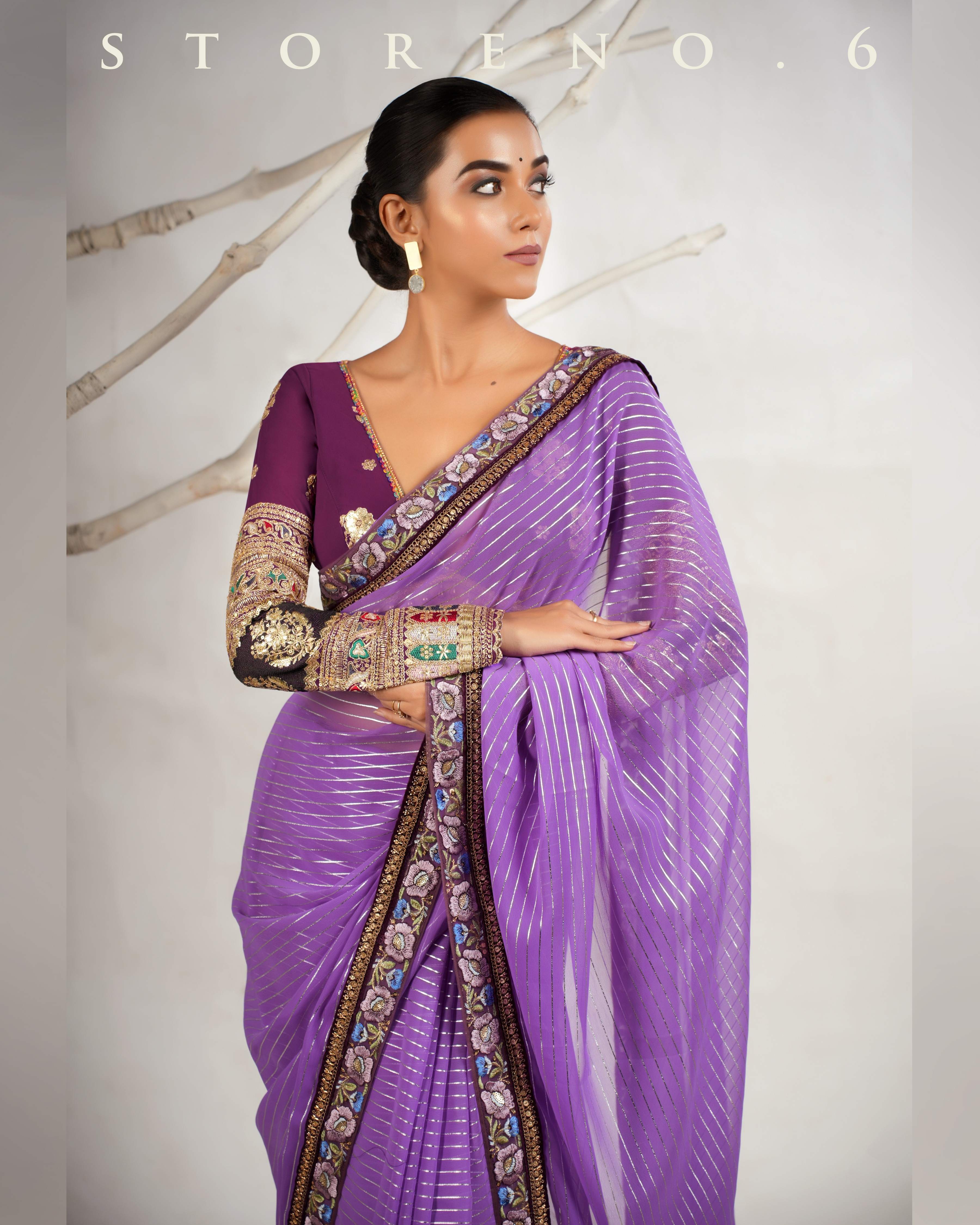 THE LYRICAL LILAC SAREE WITH ORNATE ORCHID BLOUSE