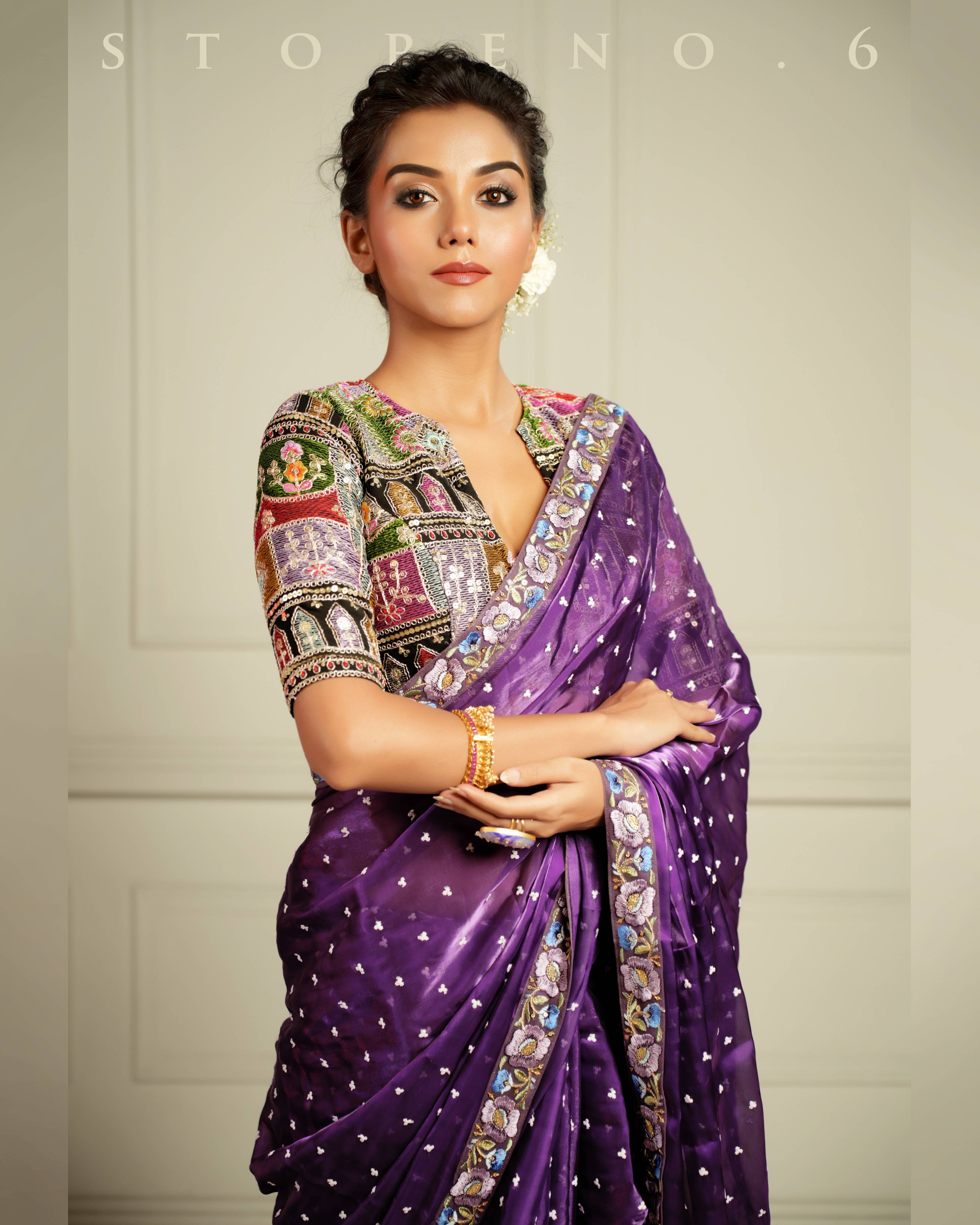 THE AMETHYST AFFAIR SAREE WITH THE DARK DELIGHT BLOUSE