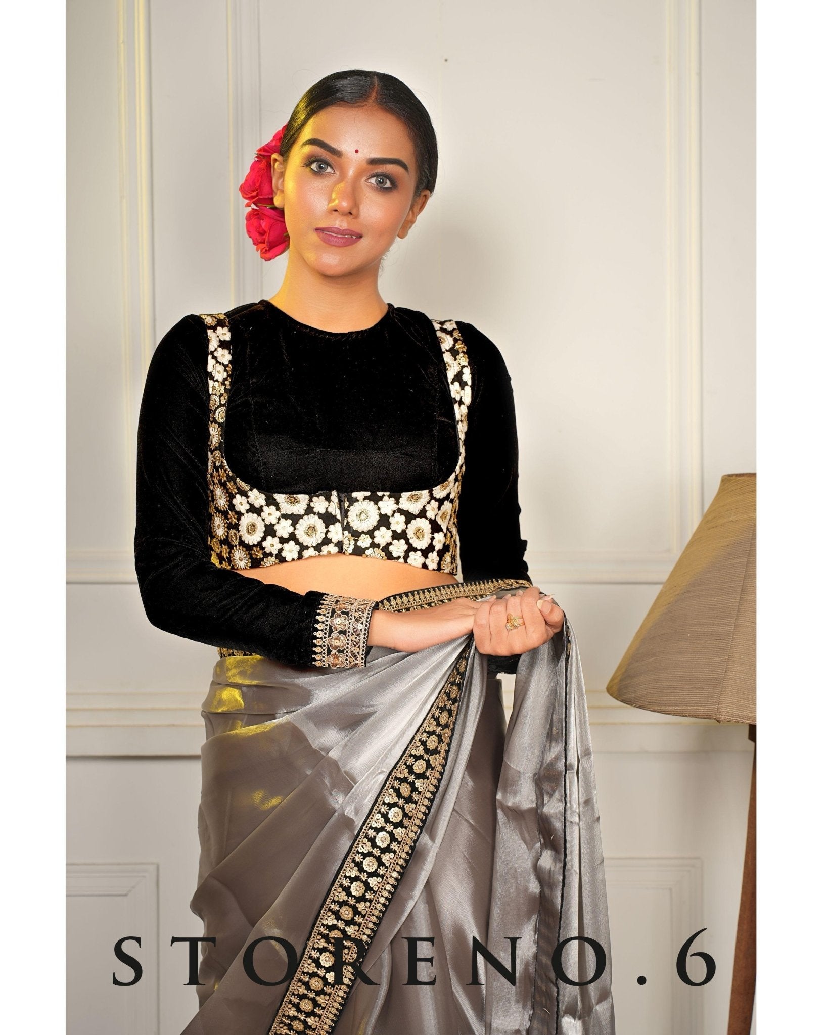 NOOR-E-SIAH SAREE WITH MAKHMAL NARGIS-E-SIAH BLOUSE