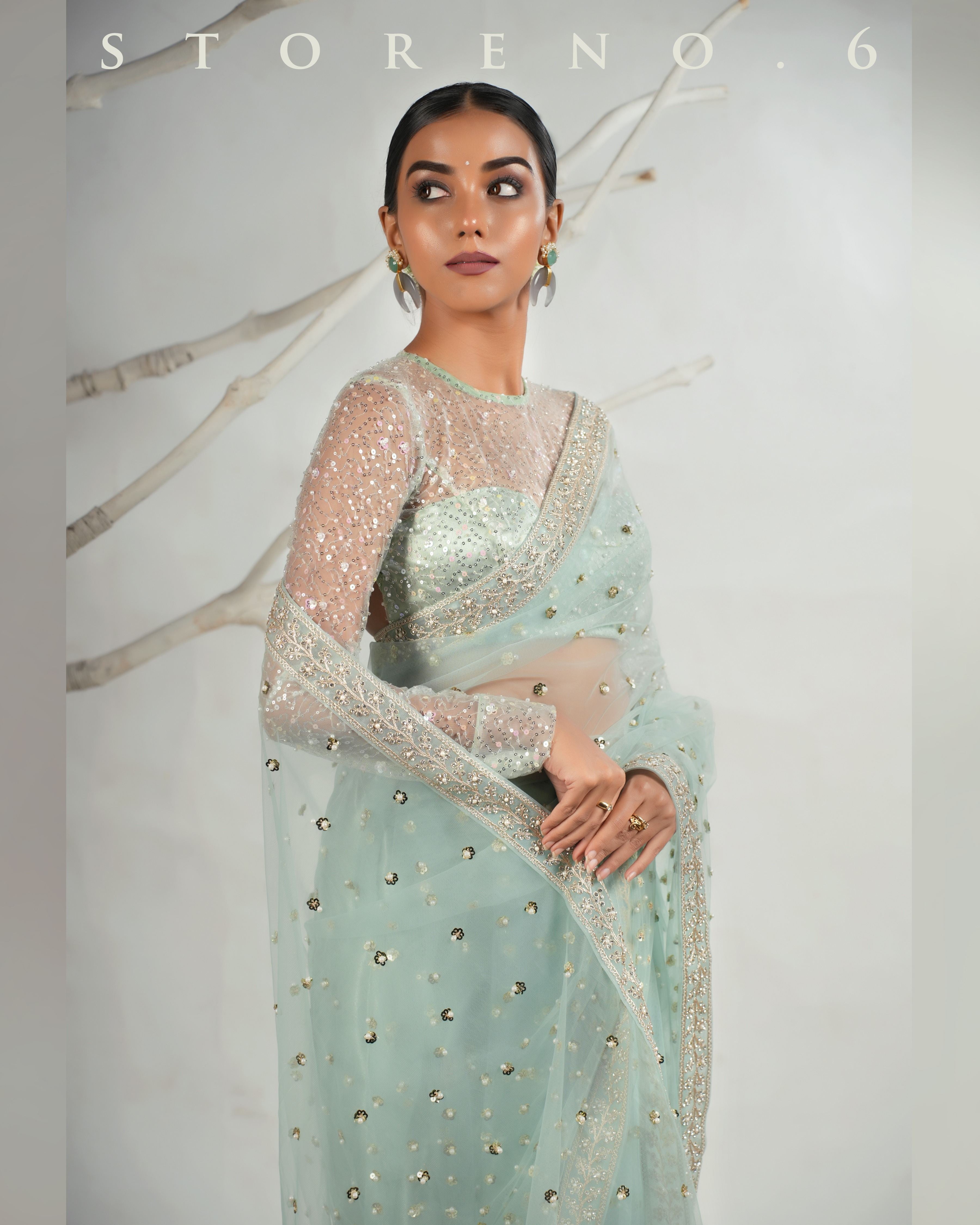 THE AQUA ANGEL SAREE WITH THE SASSY SHIMMER BLOUSE