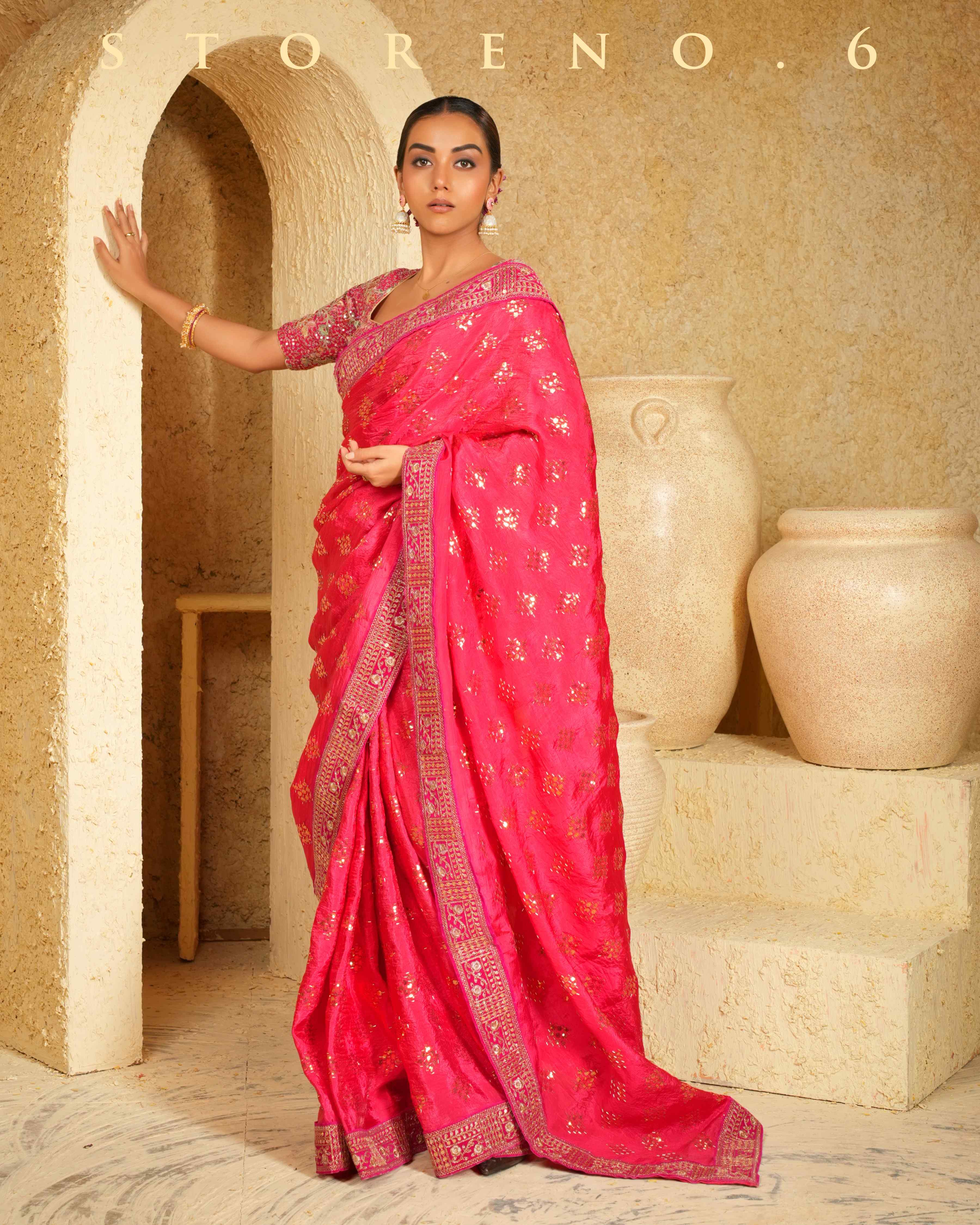 BERRY BEWITCH SAREE WITH FLORID FUCHSIA BLOUSE