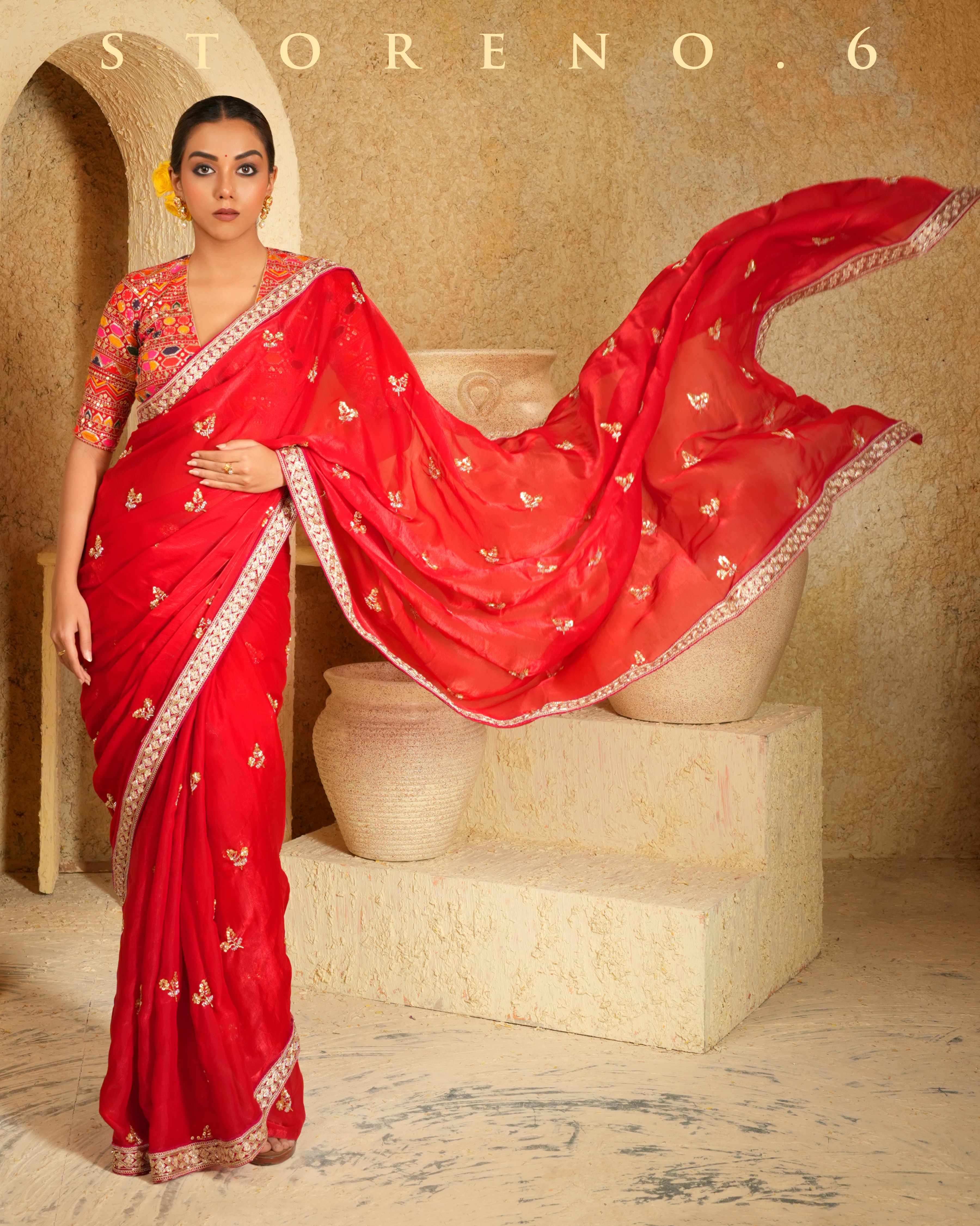 RUBY RITZY SAREE WITH CRIMSON CHARM BLOUSE