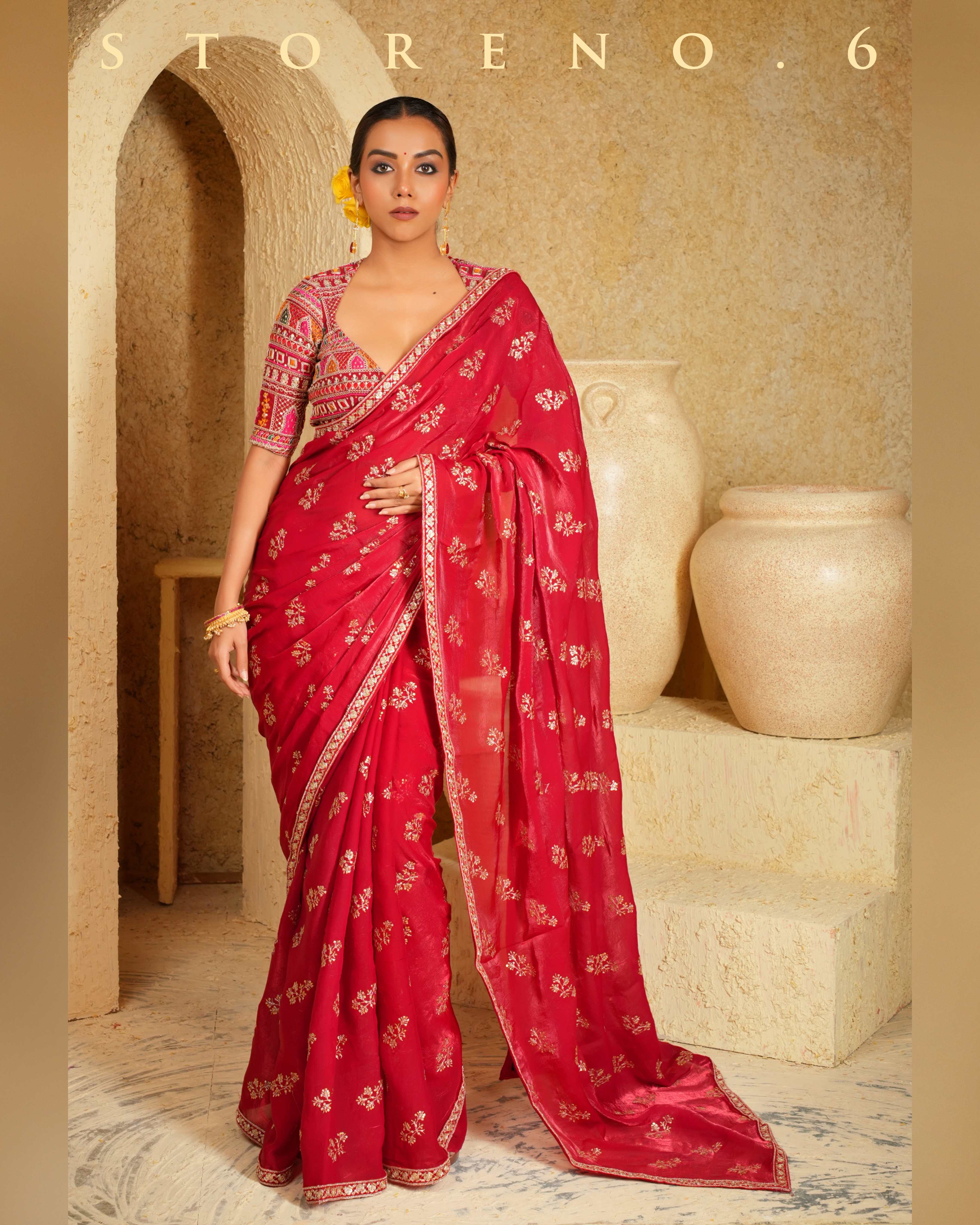 CHILLI CHARISMA SAREE WITH SANGRIA SENSATION CLASSIC BLOUSE