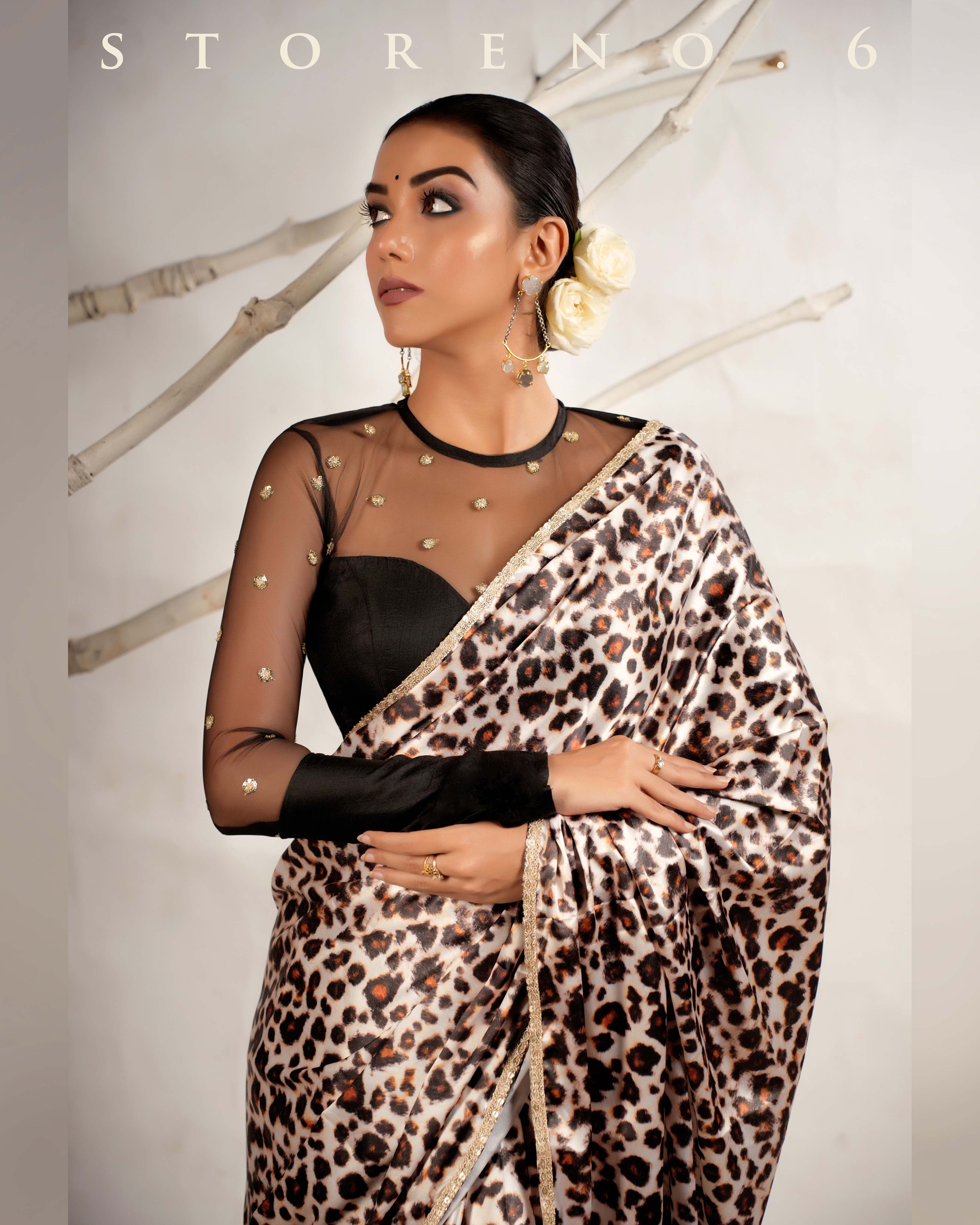 THE LEOPARD LUXURY SAREE WITH THE PERFECT POISE BLOUSE