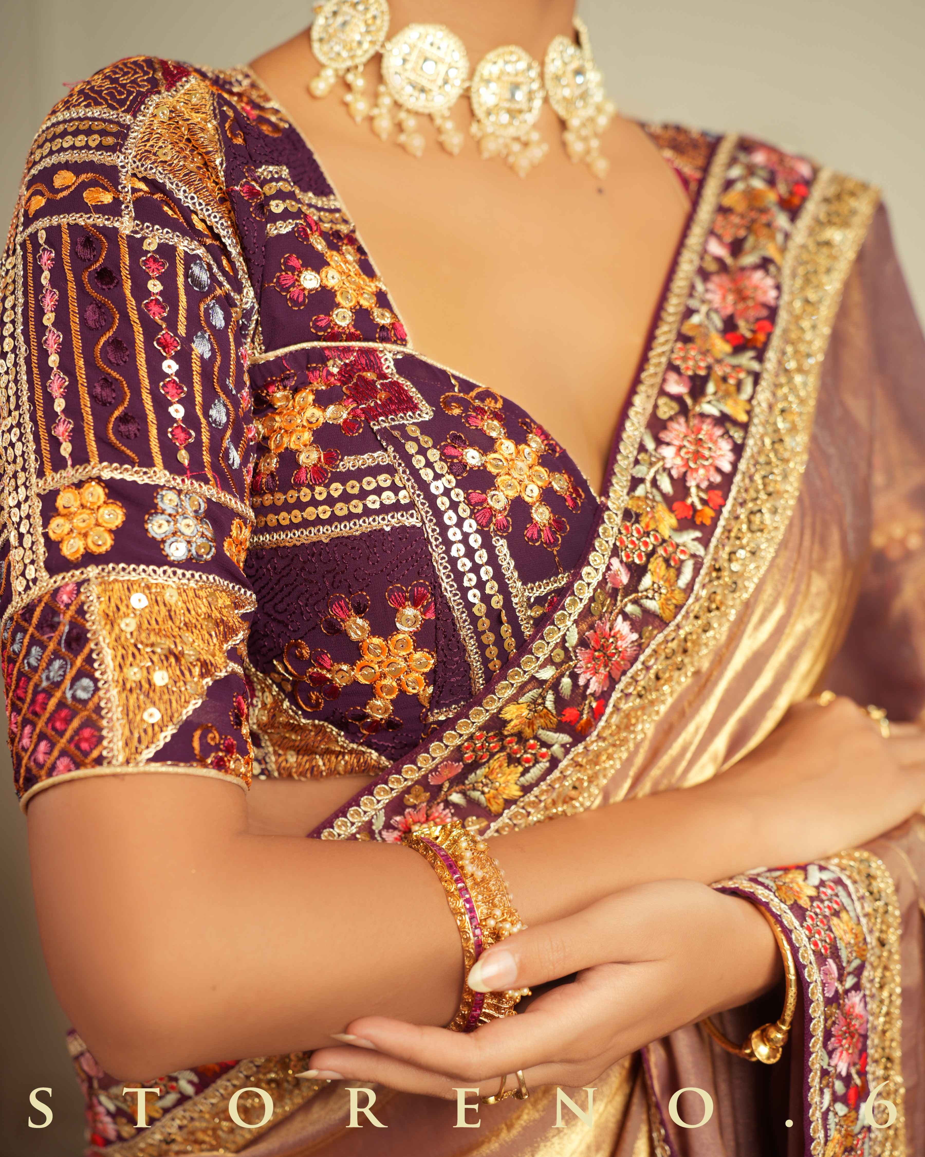 THE IMPERIAL TWILIGHT SHIMMER SAREE WITH PLUM PARADISE BLOUSE