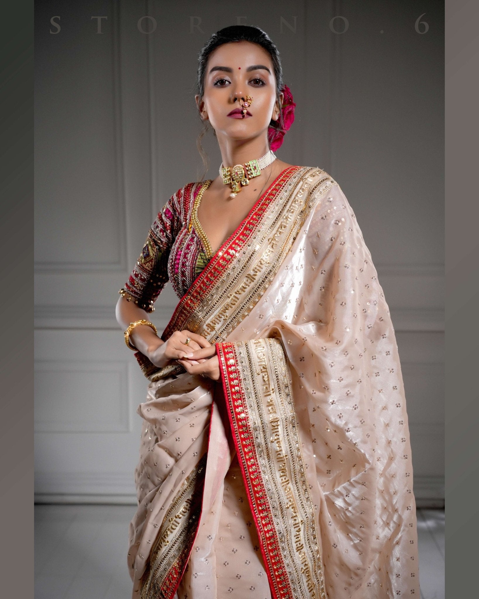 ROYAL SUBTLE QUEEN SAREE WITH LUSH OF BERRY BLOUSE