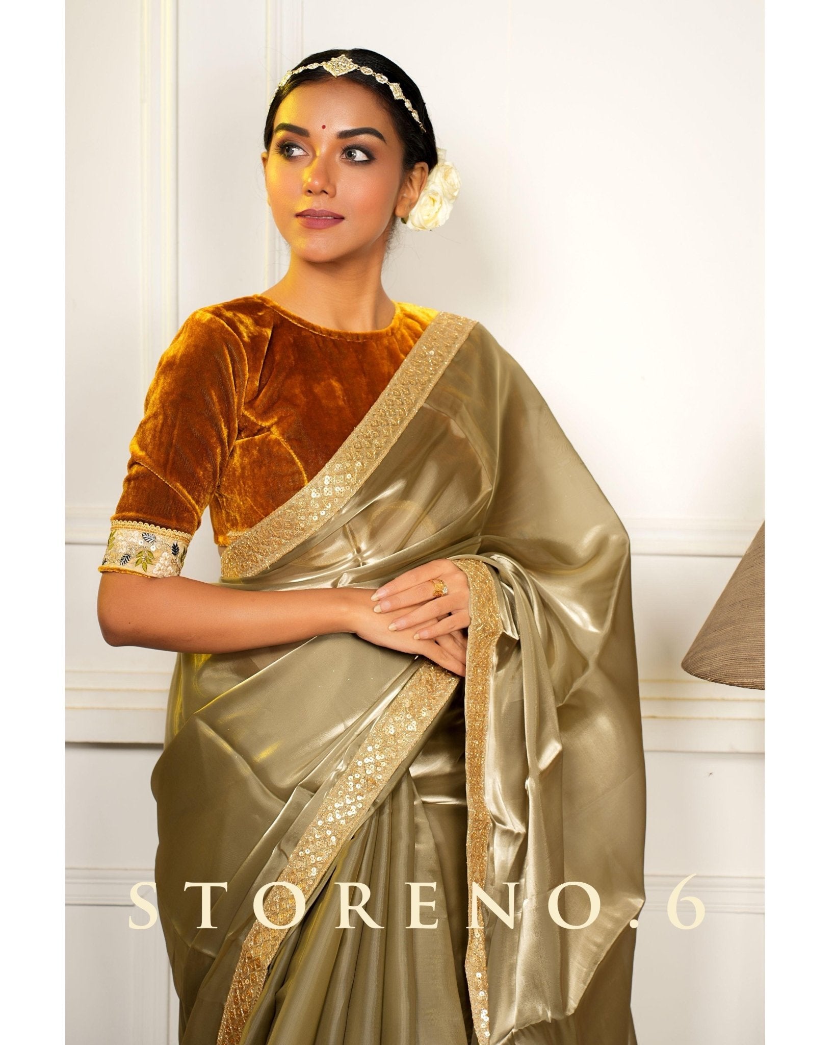 NOOR-E-SONA-Y SAREE WITH MAKHMAL-E-SONA BLOUSE