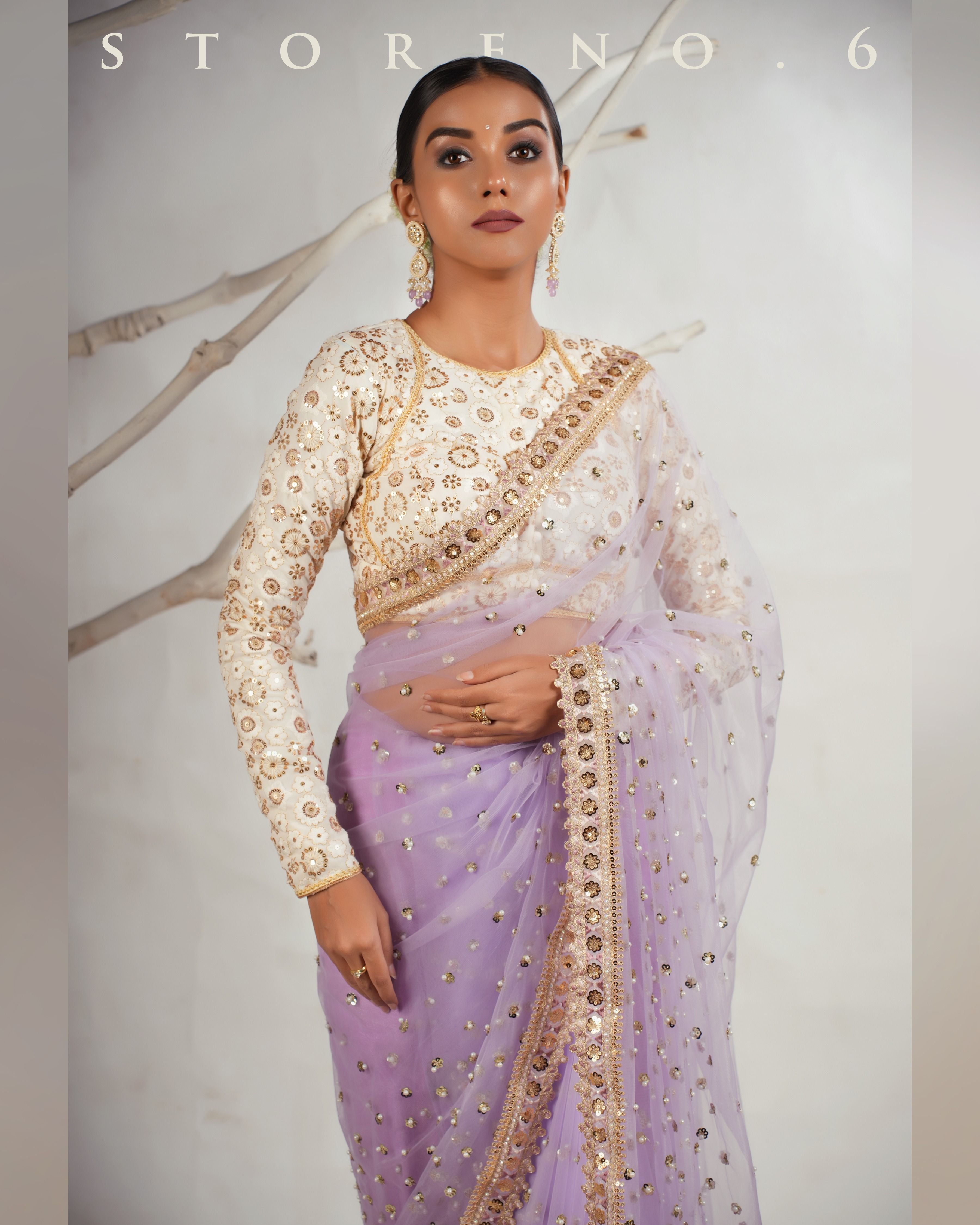 THE LILAC LUXURY SAREE WITH THE DAISY DESIRE BLOUSE