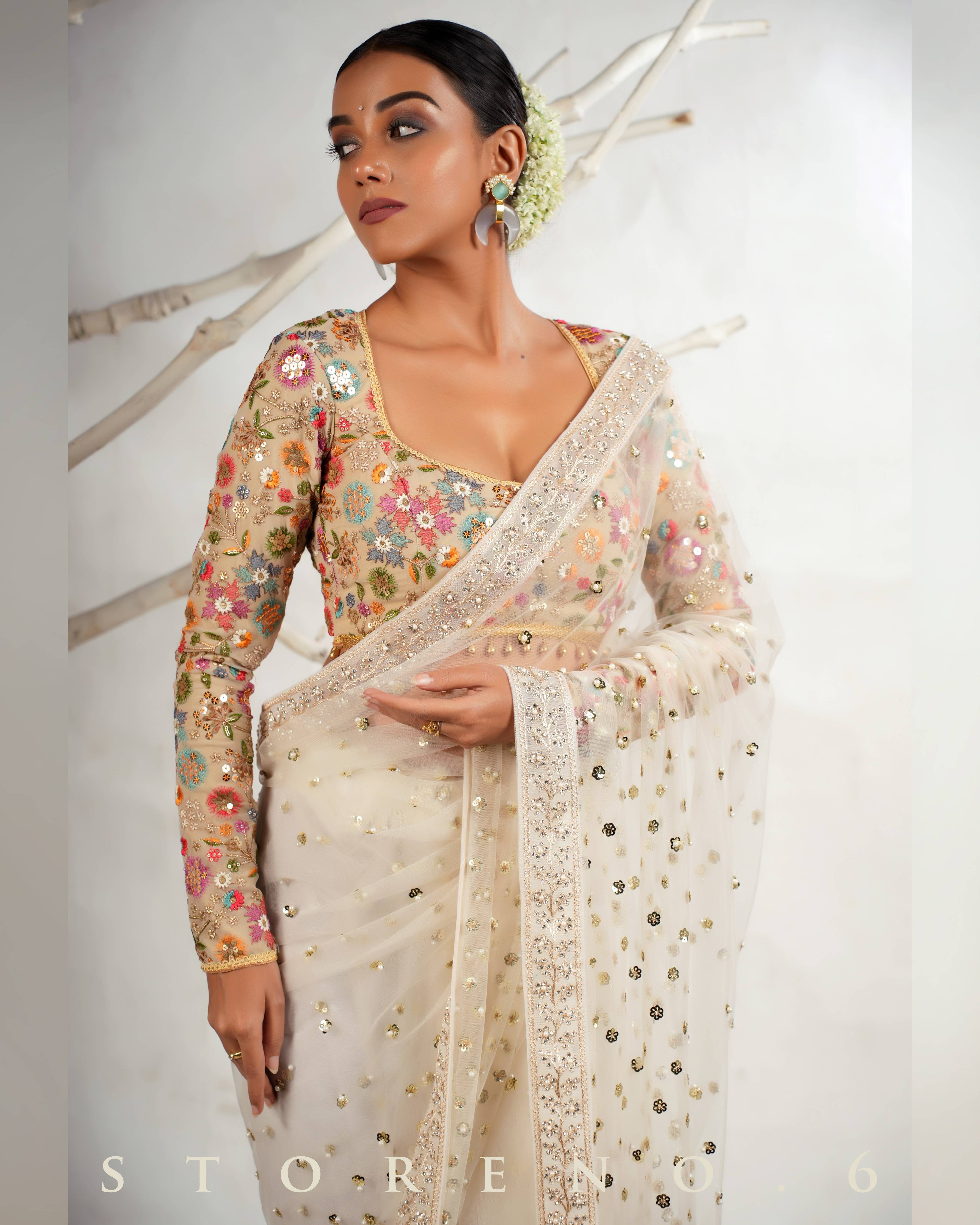 THE FROST FAME SAREE WITH THE DREAM DELIGHT BLOUSE