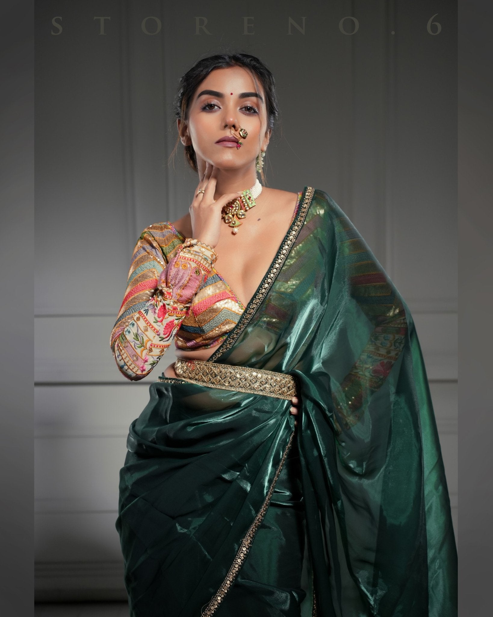 NOOR-E-HARA SAREE WITH BEBAAK SURMAI BLOUSE