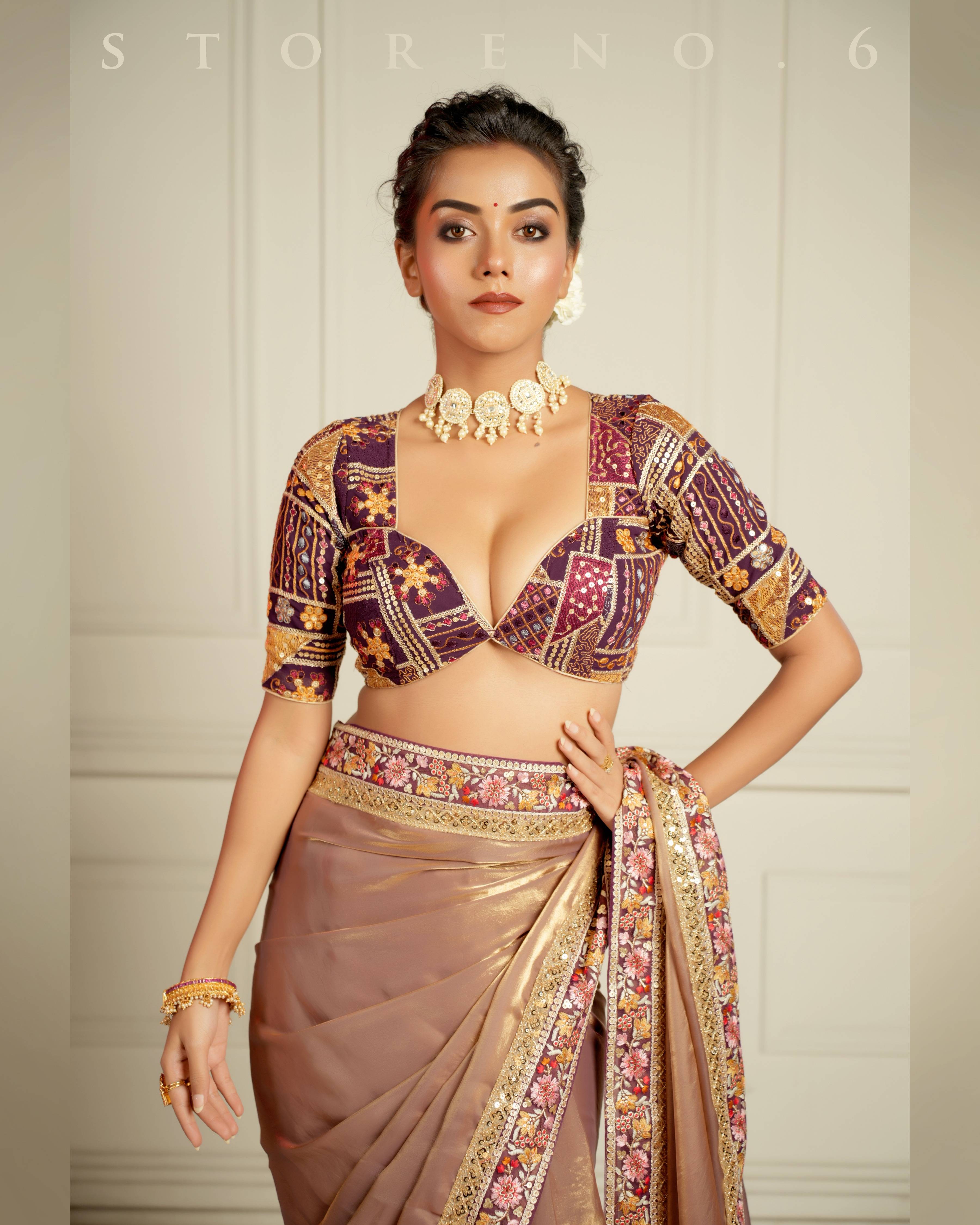 THE IMPERIAL TWILIGHT SHIMMER SAREE WITH PLUM PARADISE BLOUSE