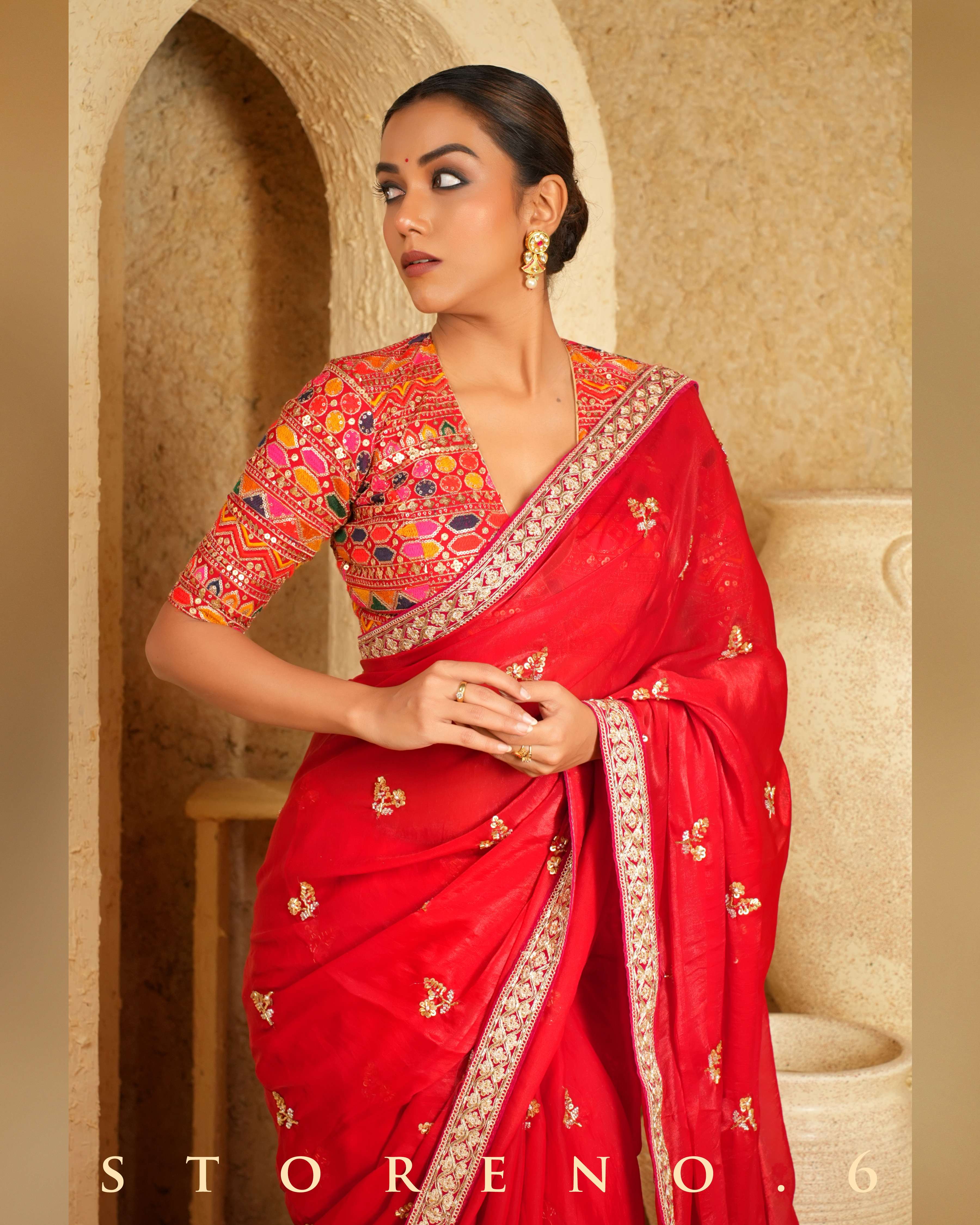 RUBY RITZY SAREE WITH CRIMSON CHARM BLOUSE