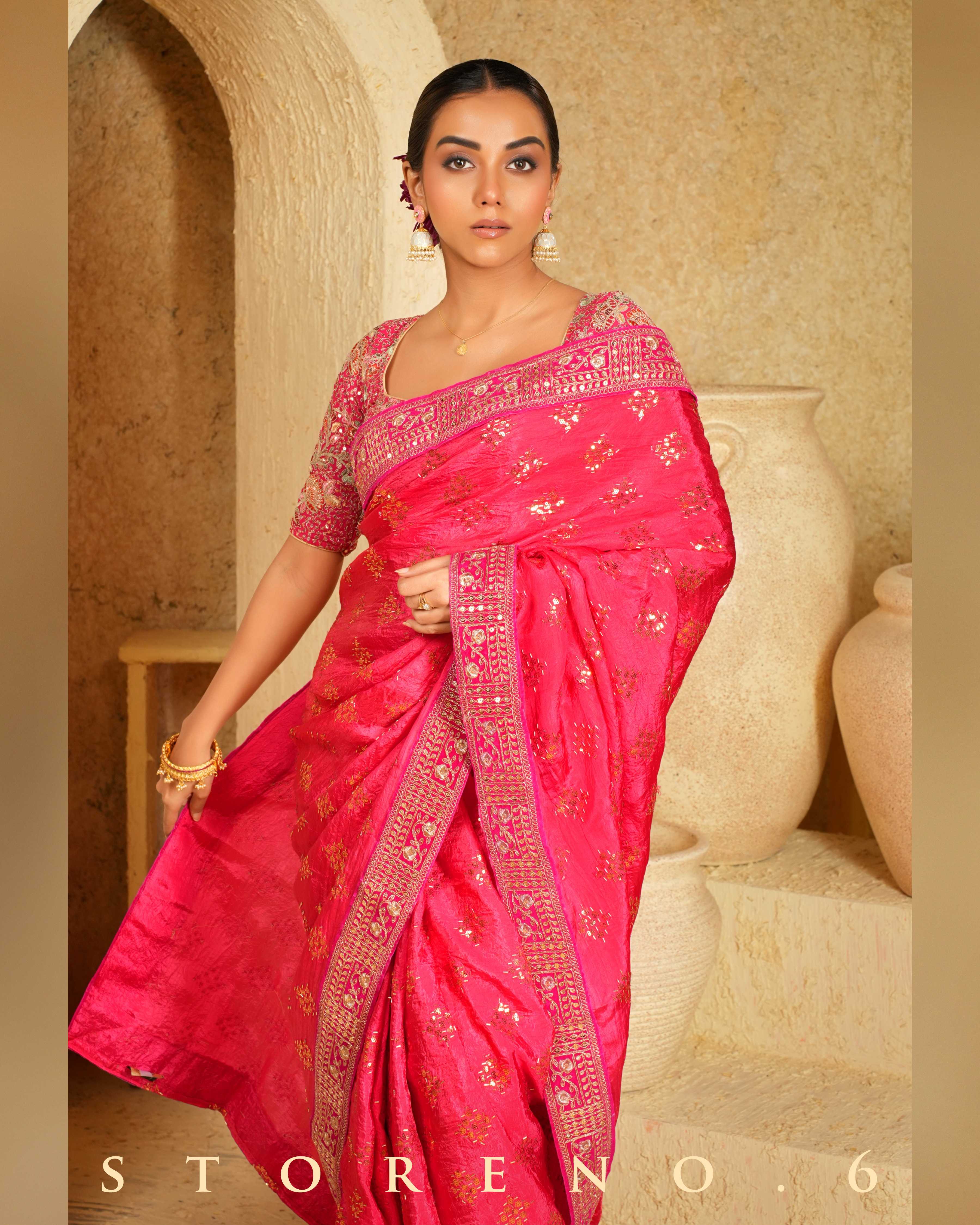 BERRY BEWITCH SAREE WITH FLORID FUCHSIA BLOUSE