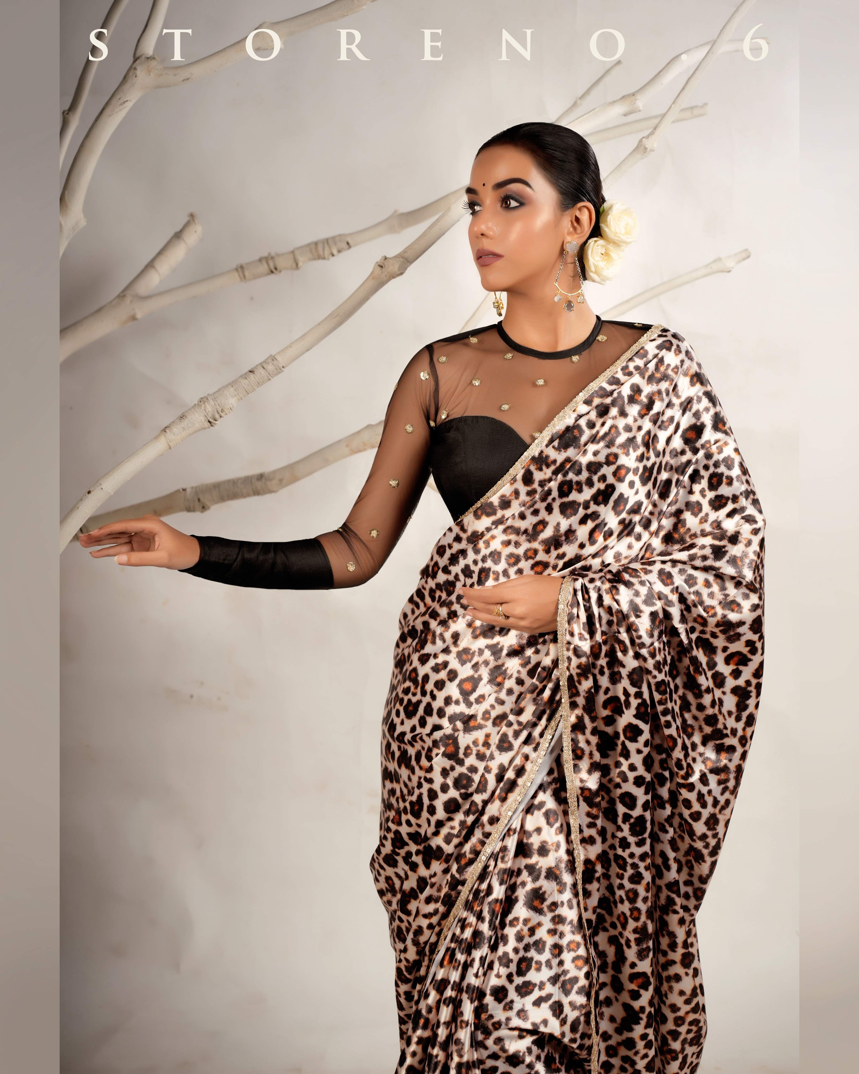 THE LEOPARD LUXURY SAREE WITH THE PERFECT POISE BLOUSE