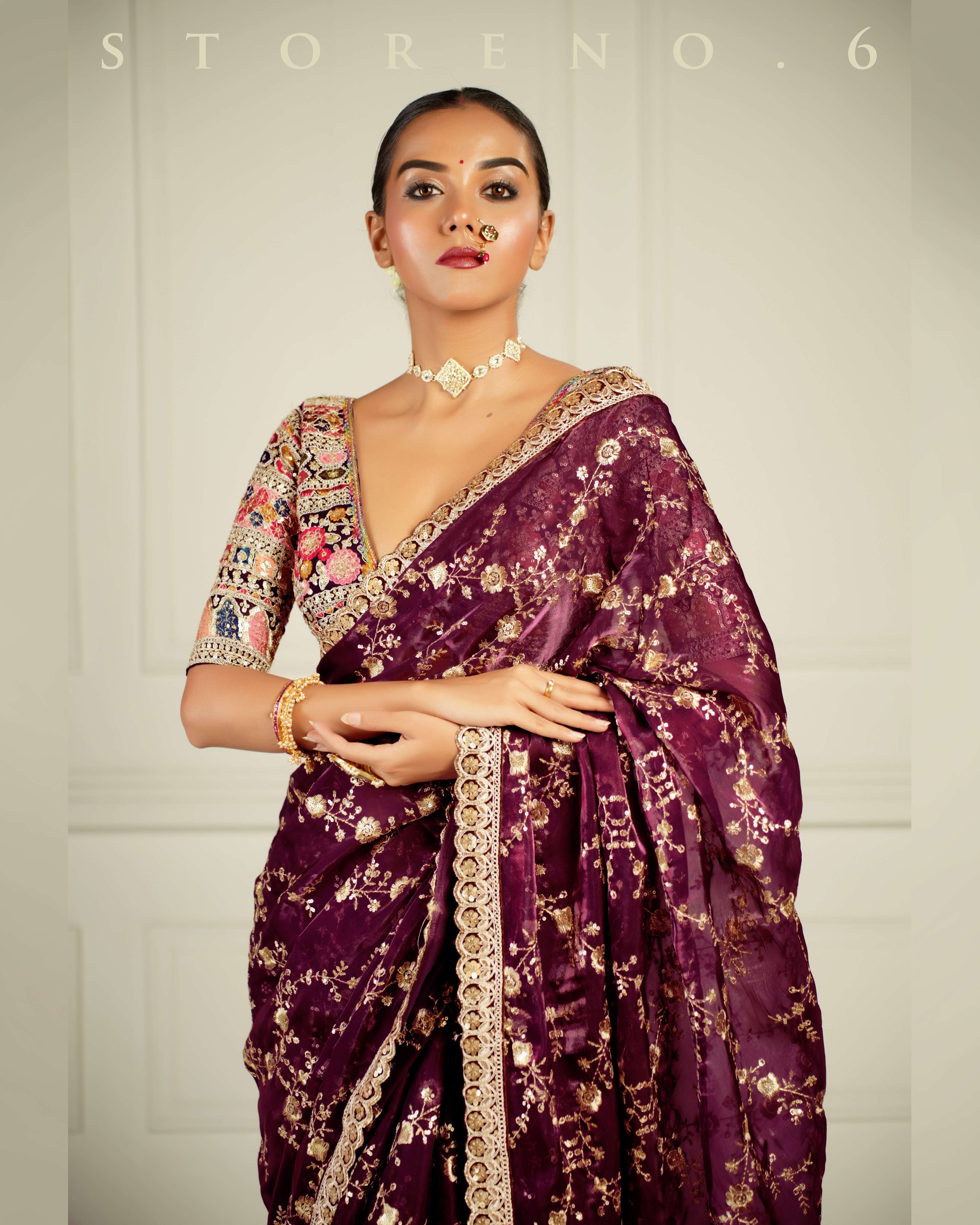 FROM THE VINEYARD SAREE WITH GUL KAARI SIAH-X BLOUSE