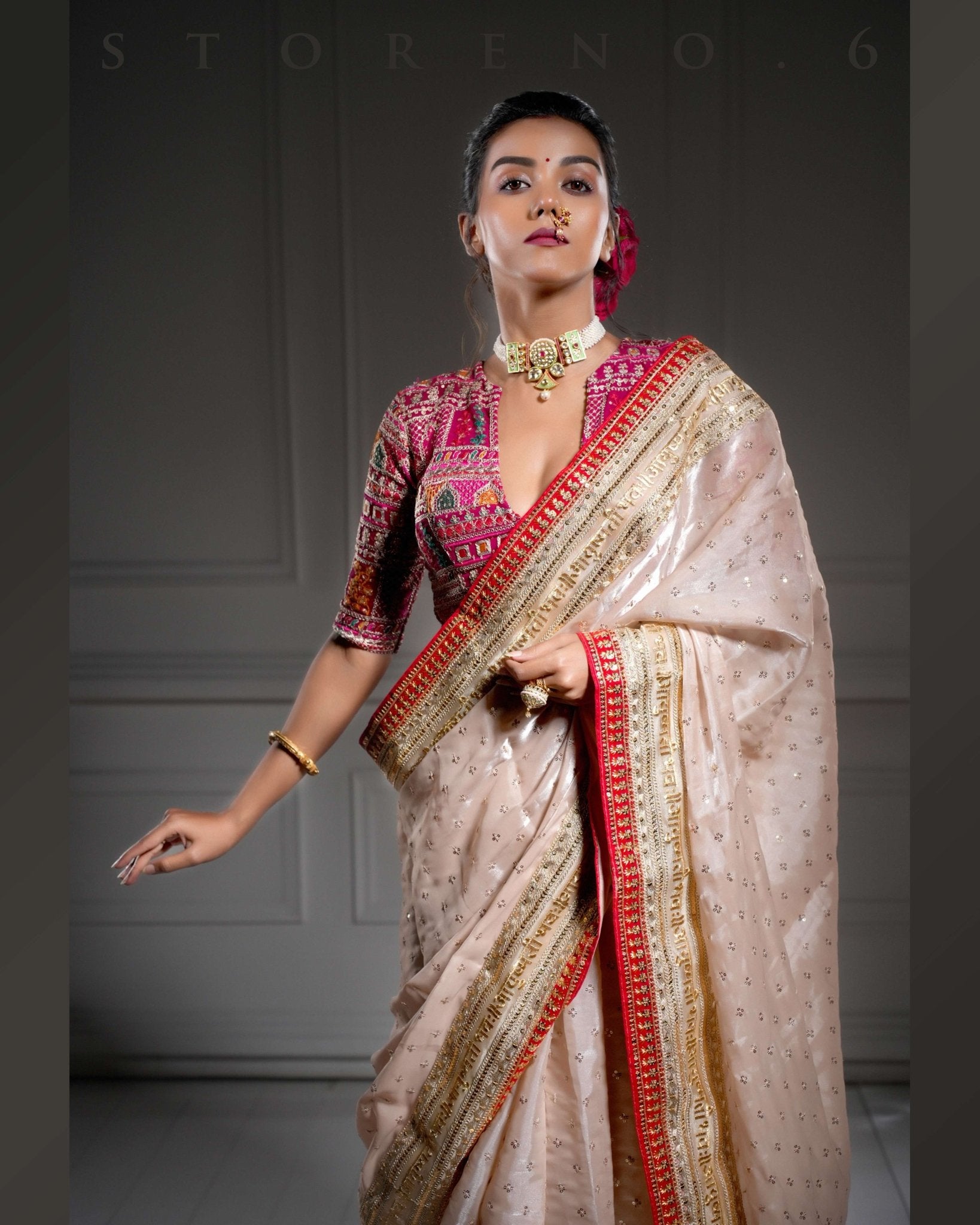 ROYAL SUBTLE QUEEN SAREE WITH SANGRIA SENSATION BLOUSE