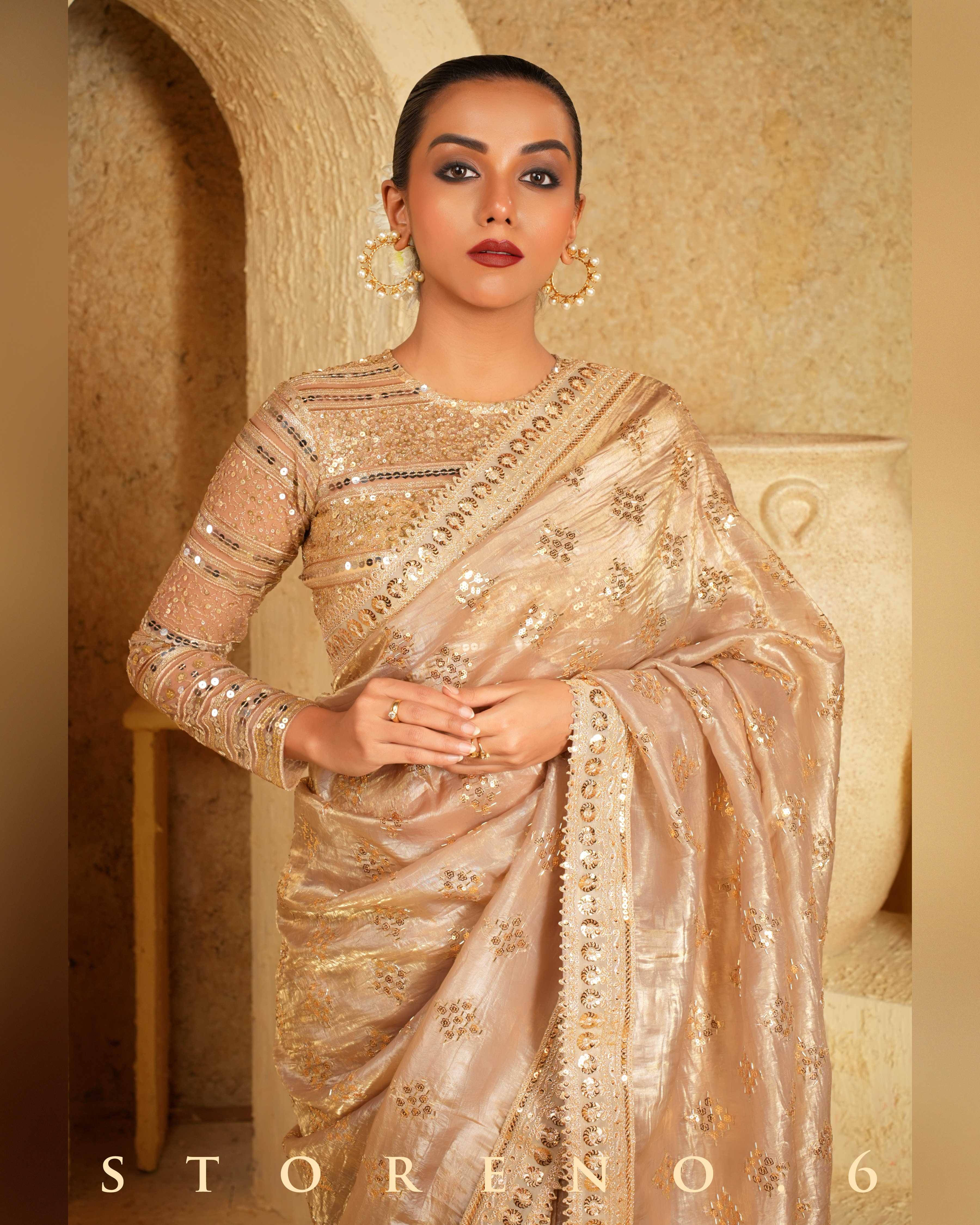 DESERT DELIGHT SAREE WITH GOLD GARNISH BLOUSE