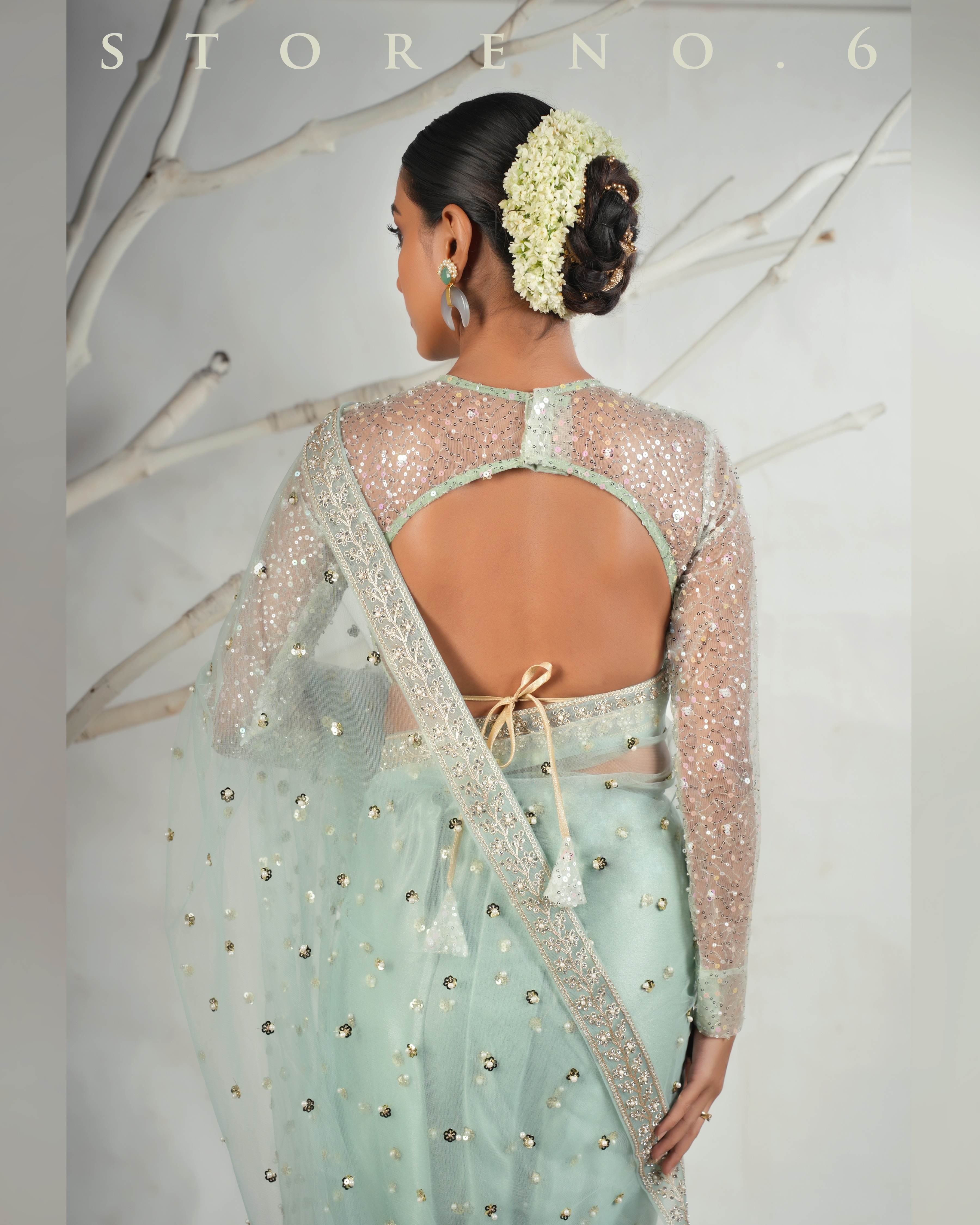 THE AQUA ANGEL SAREE WITH THE SASSY SHIMMER BLOUSE