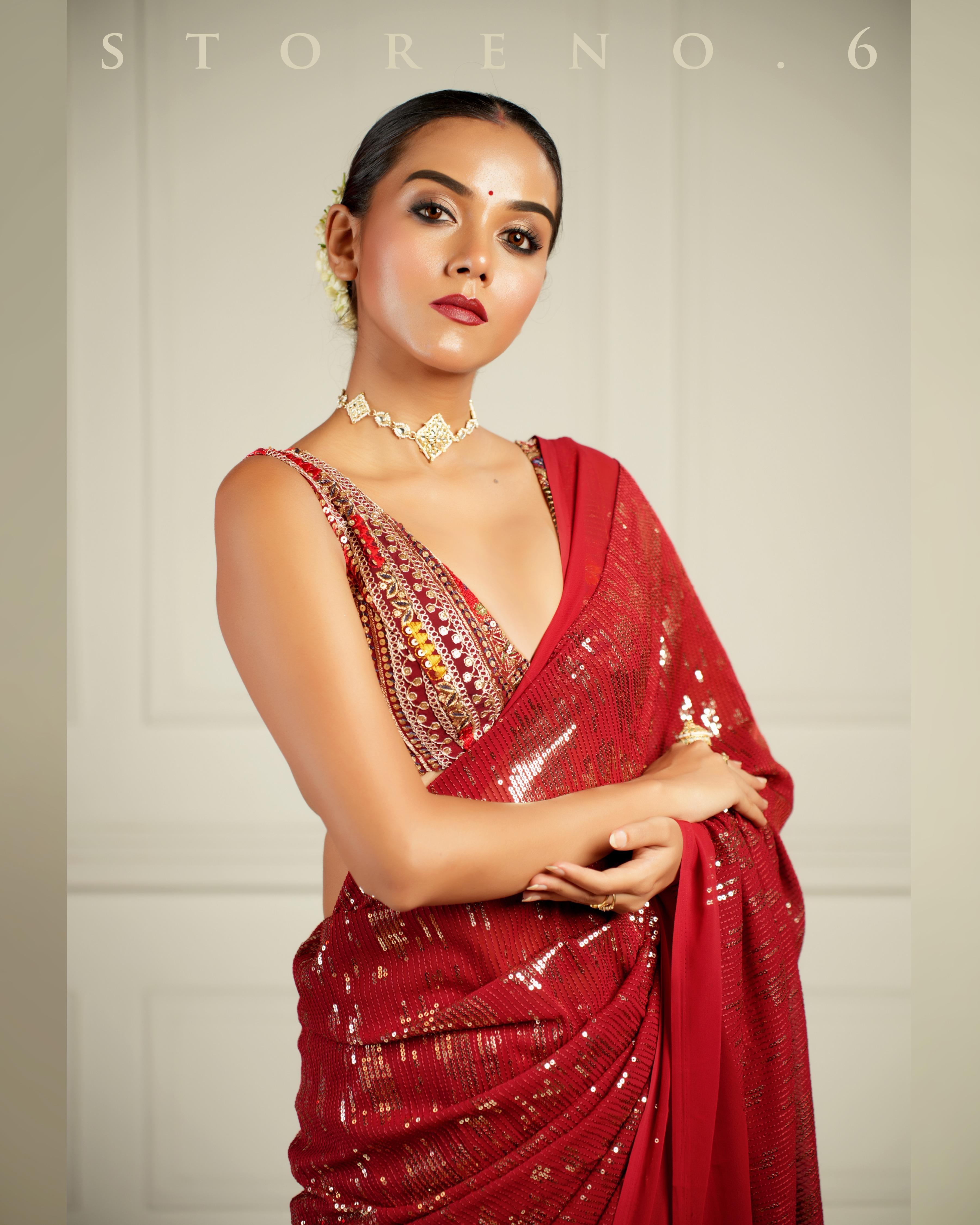 RUBY MARTINI COCKTAIL SAREE WITH SASS OF BERRY BLOUSE