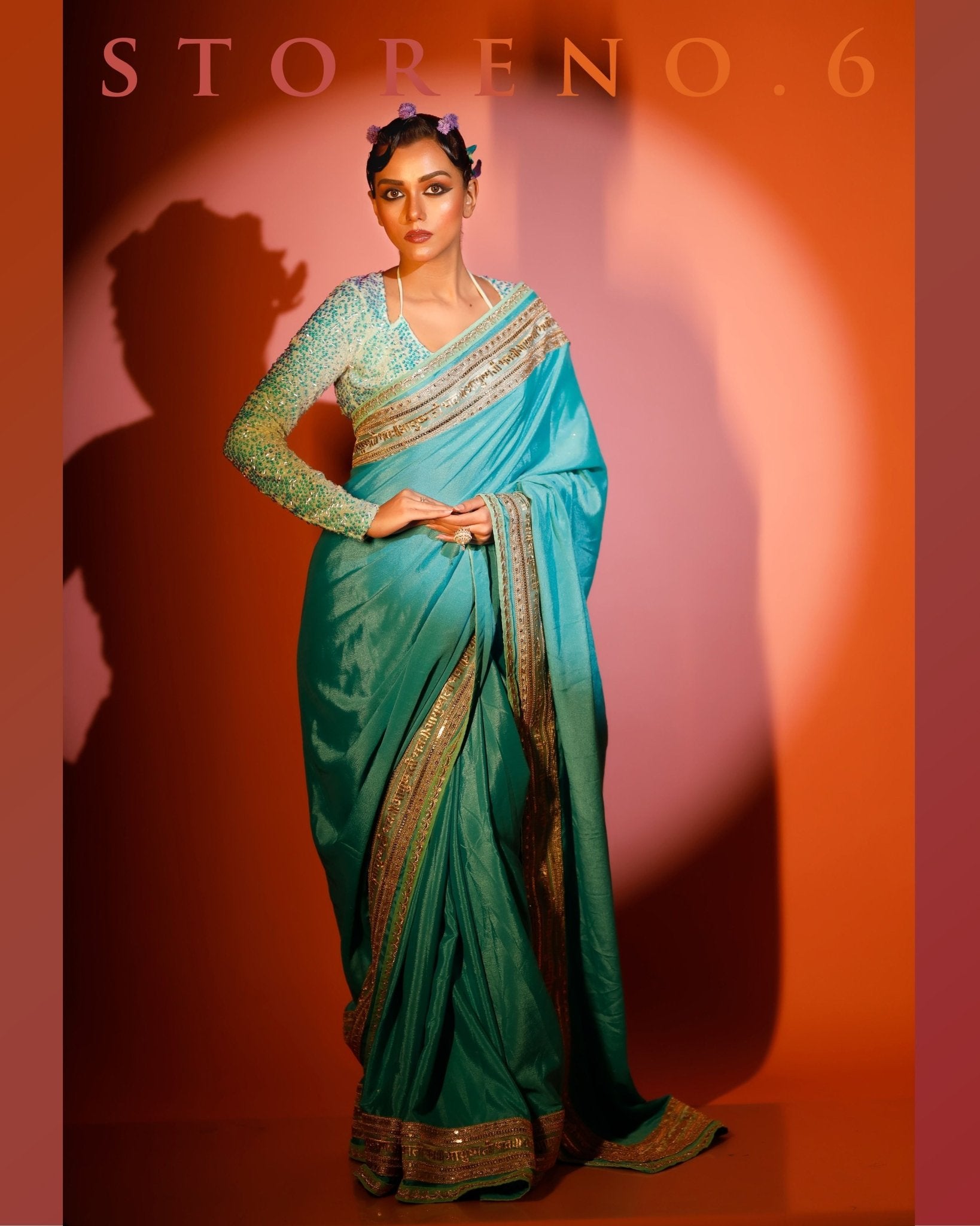 TWINKLING TURQUOISE READY-TO-WEAR SAREE