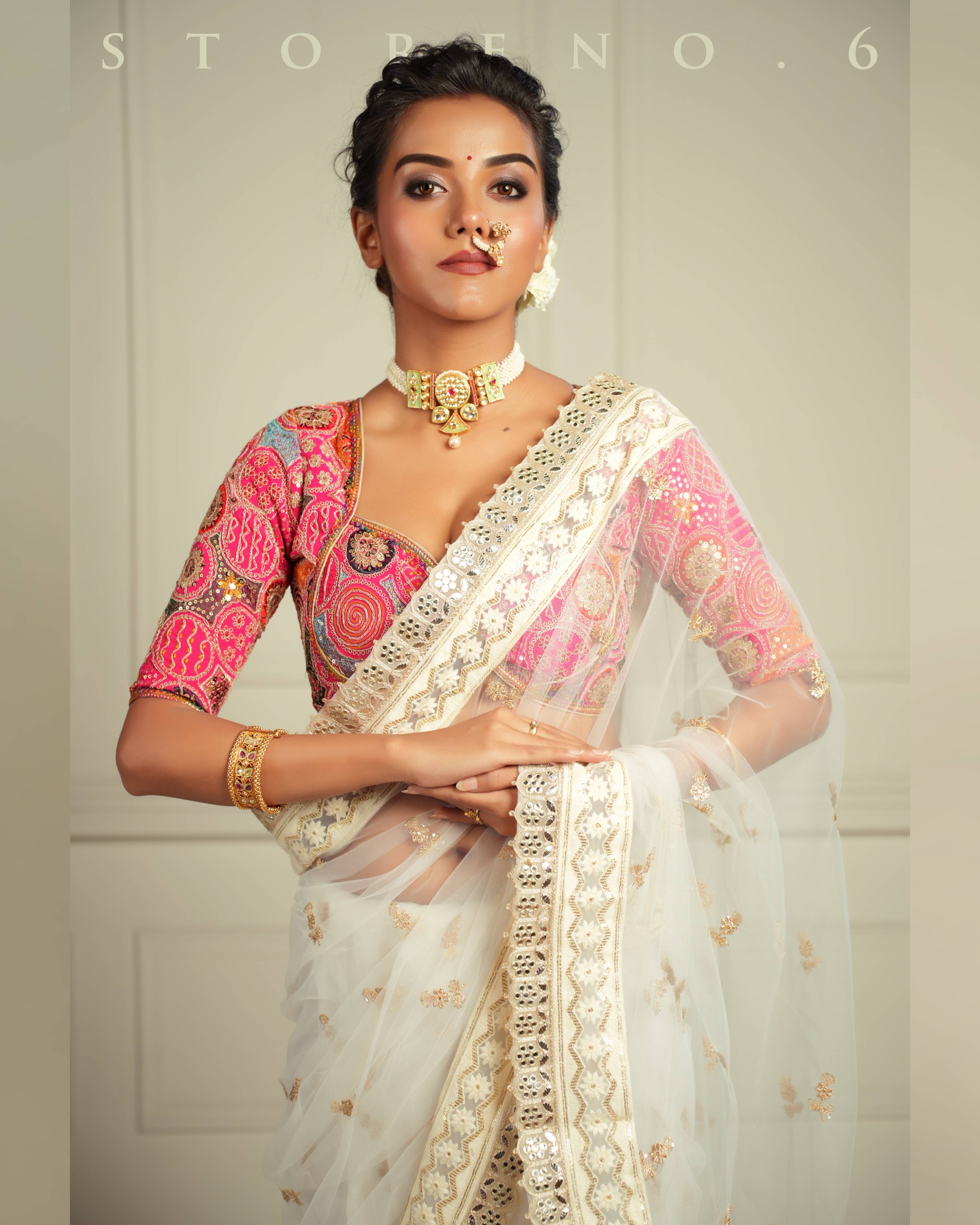 THE QUEEN'S DARLING DAISY SAREE WITH BAAHAR-E-GULAAB BLOUSE