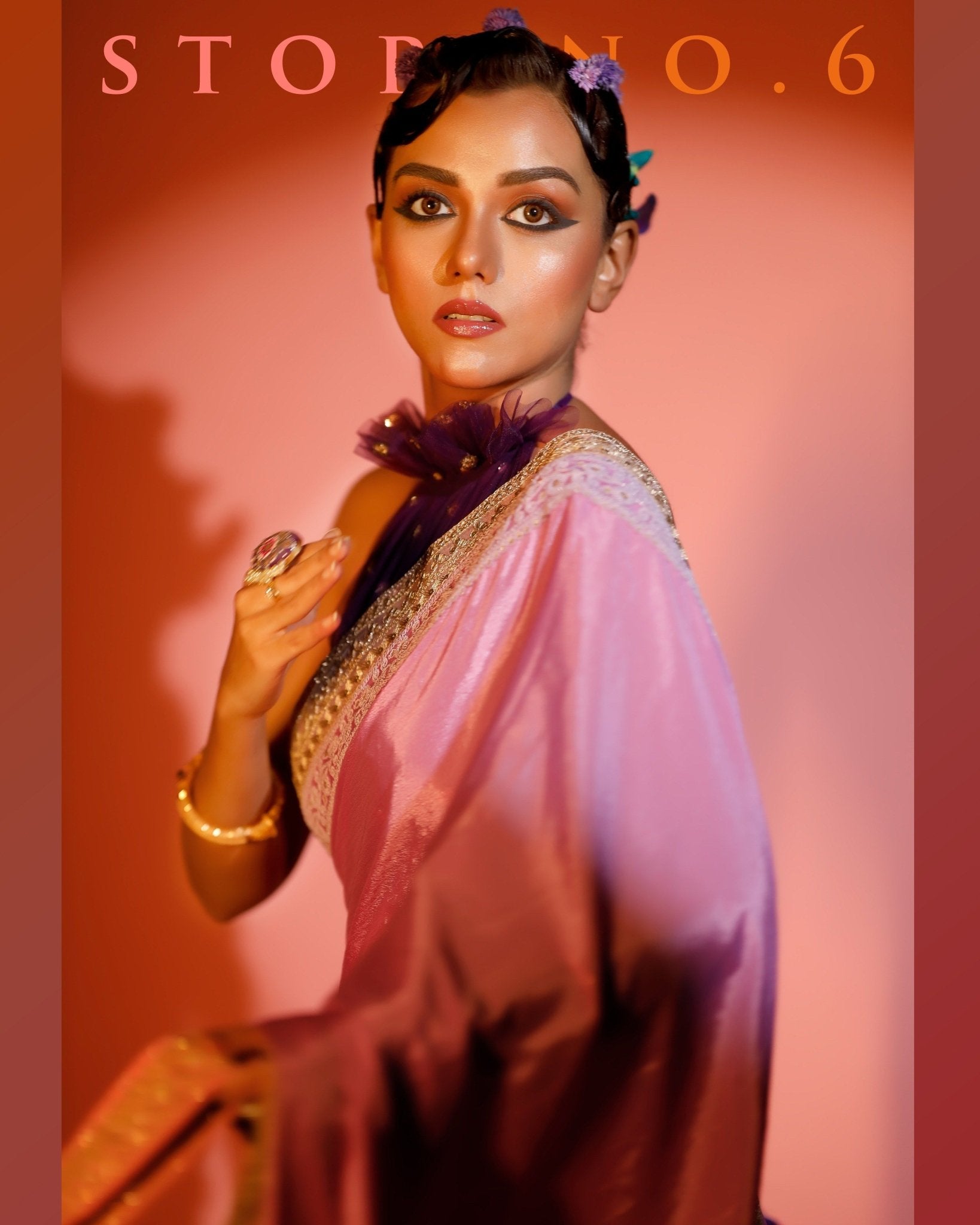 LUSCIOUS LILAC READY-TO-WEAR SAREE AND BLOUSE SET