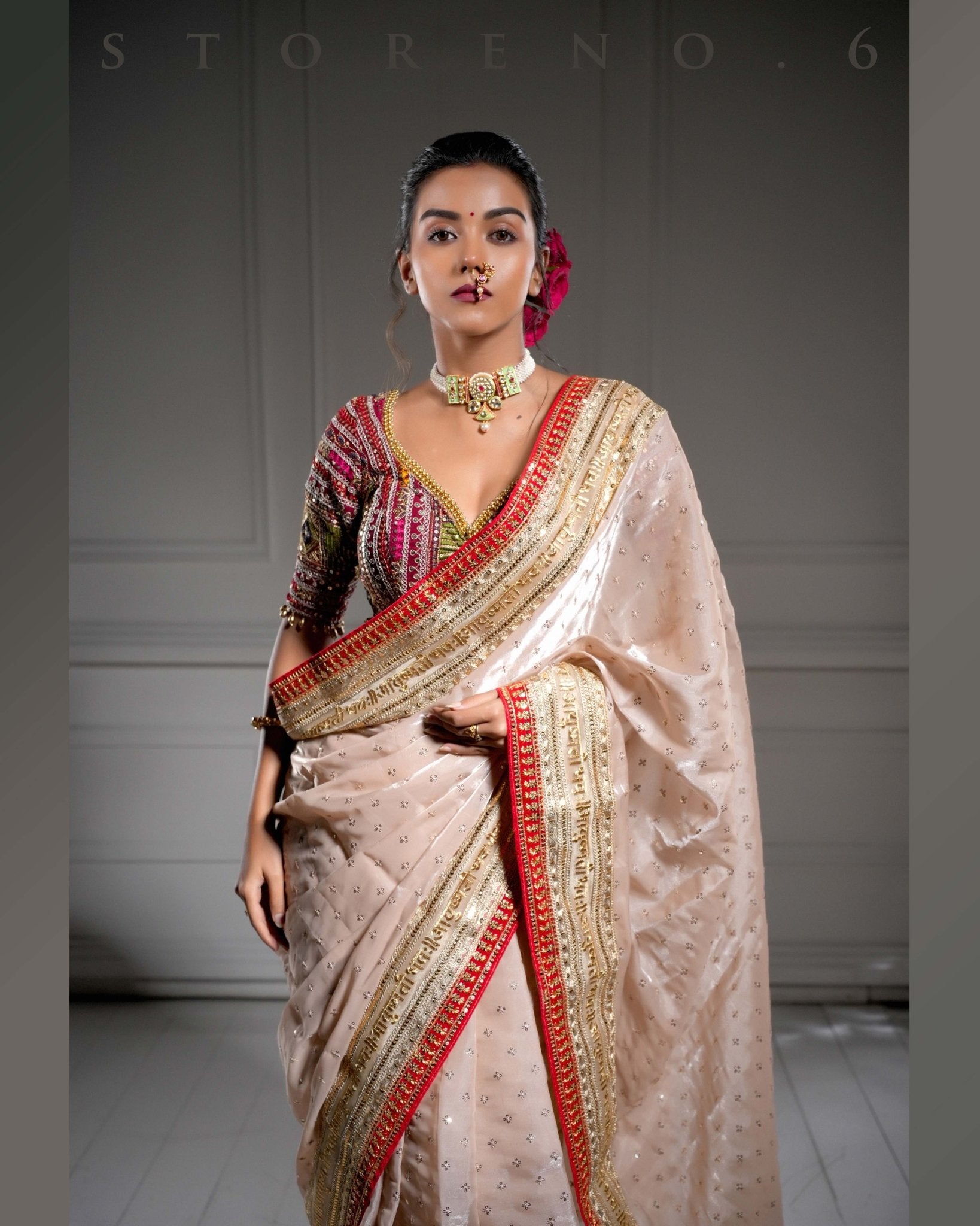 ROYAL SUBTLE QUEEN SAREE WITH LUSH OF BERRY BLOUSE