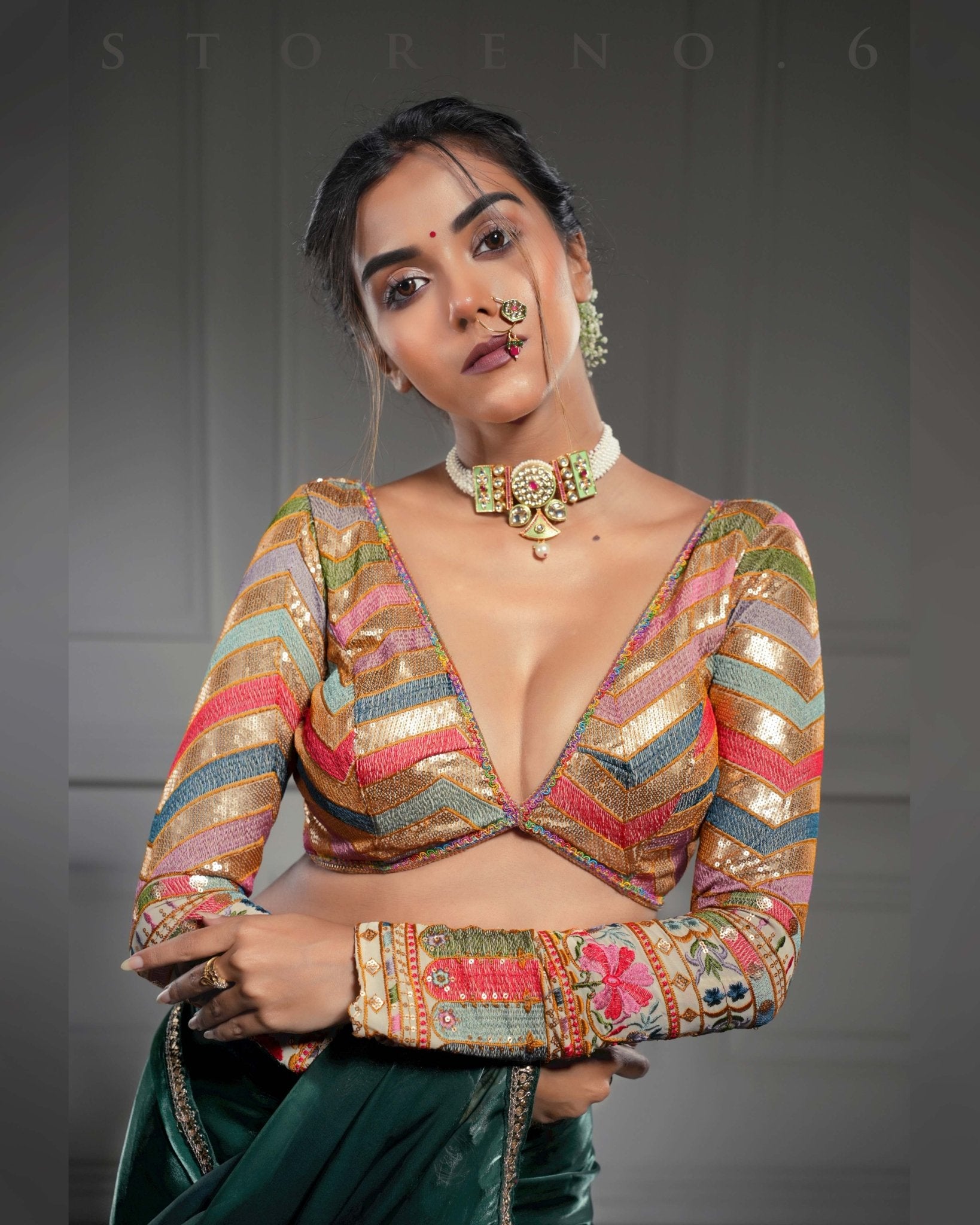 NOOR-E-HARA SAREE WITH BEBAAK SURMAI BLOUSE