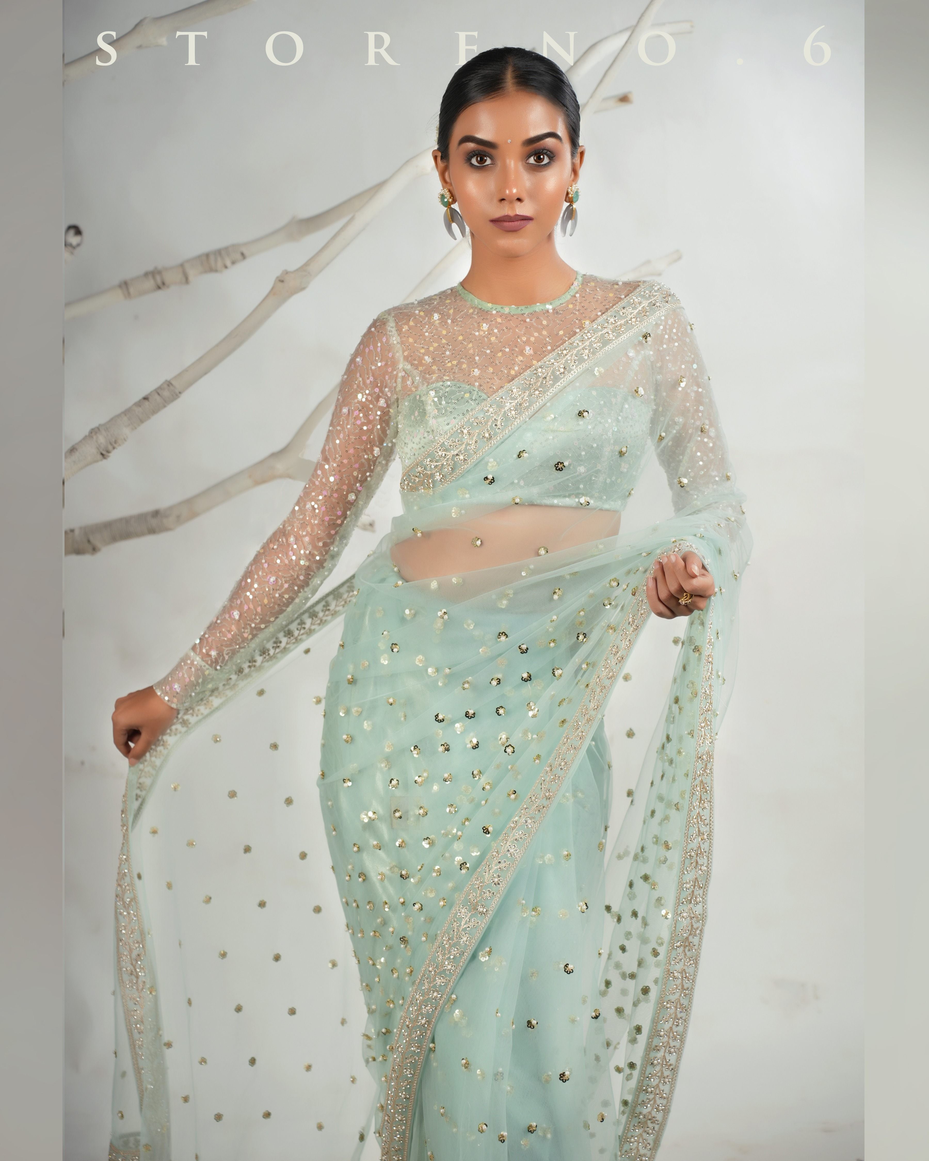 THE AQUA ANGEL SAREE WITH THE SASSY SHIMMER BLOUSE