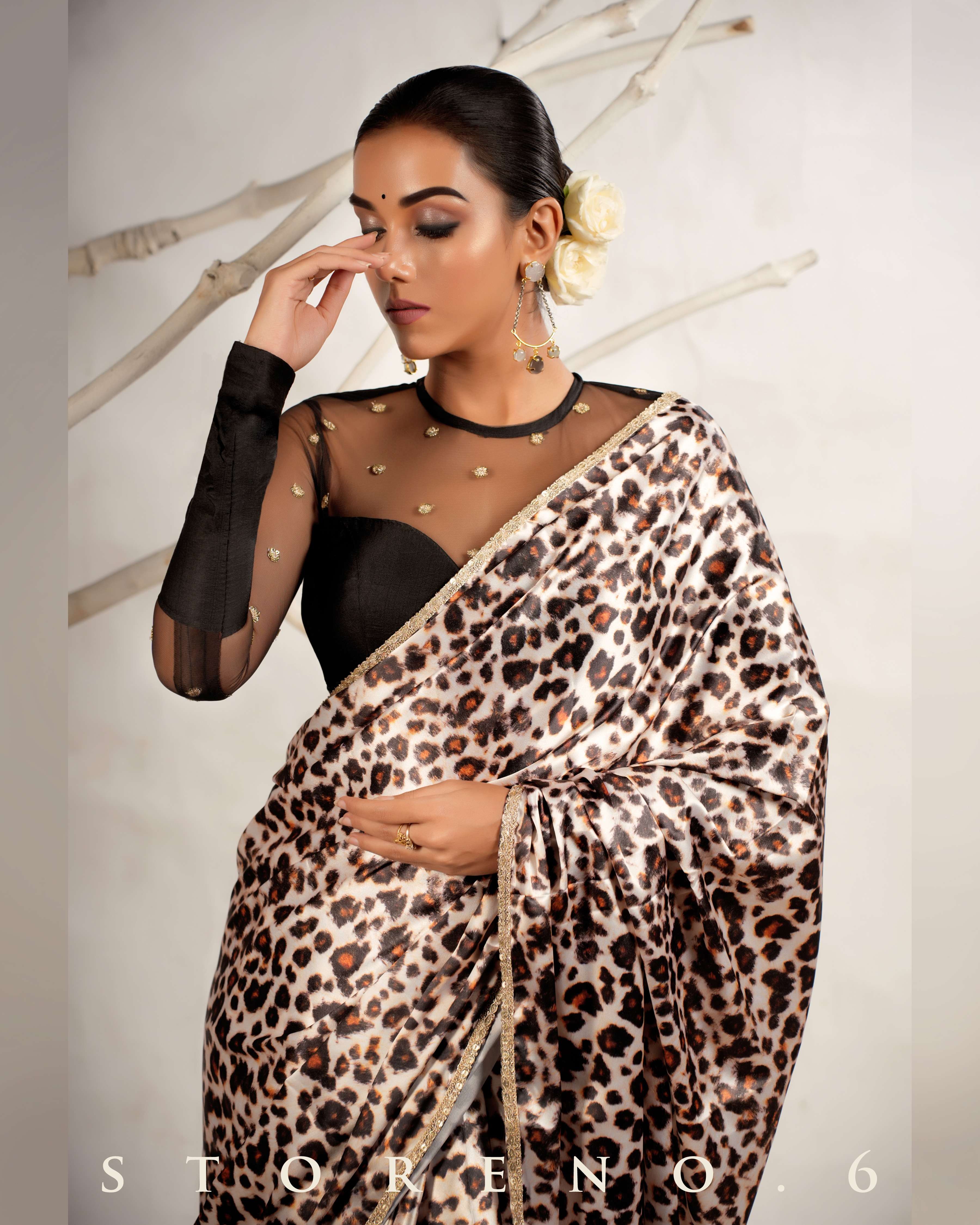 THE LEOPARD LUXURY SAREE WITH THE PERFECT POISE BLOUSE