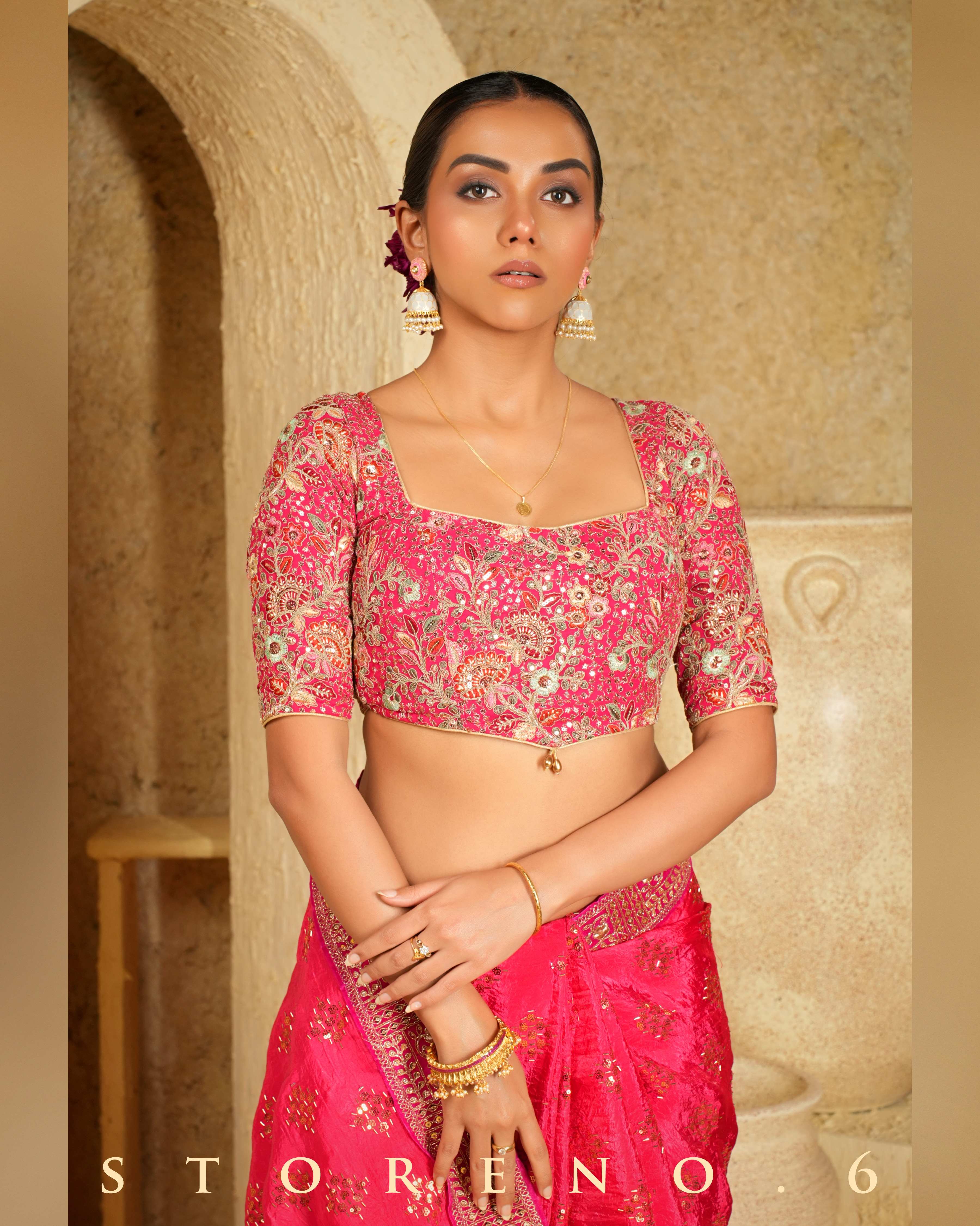 BERRY BEWITCH SAREE WITH FLORID FUCHSIA BLOUSE