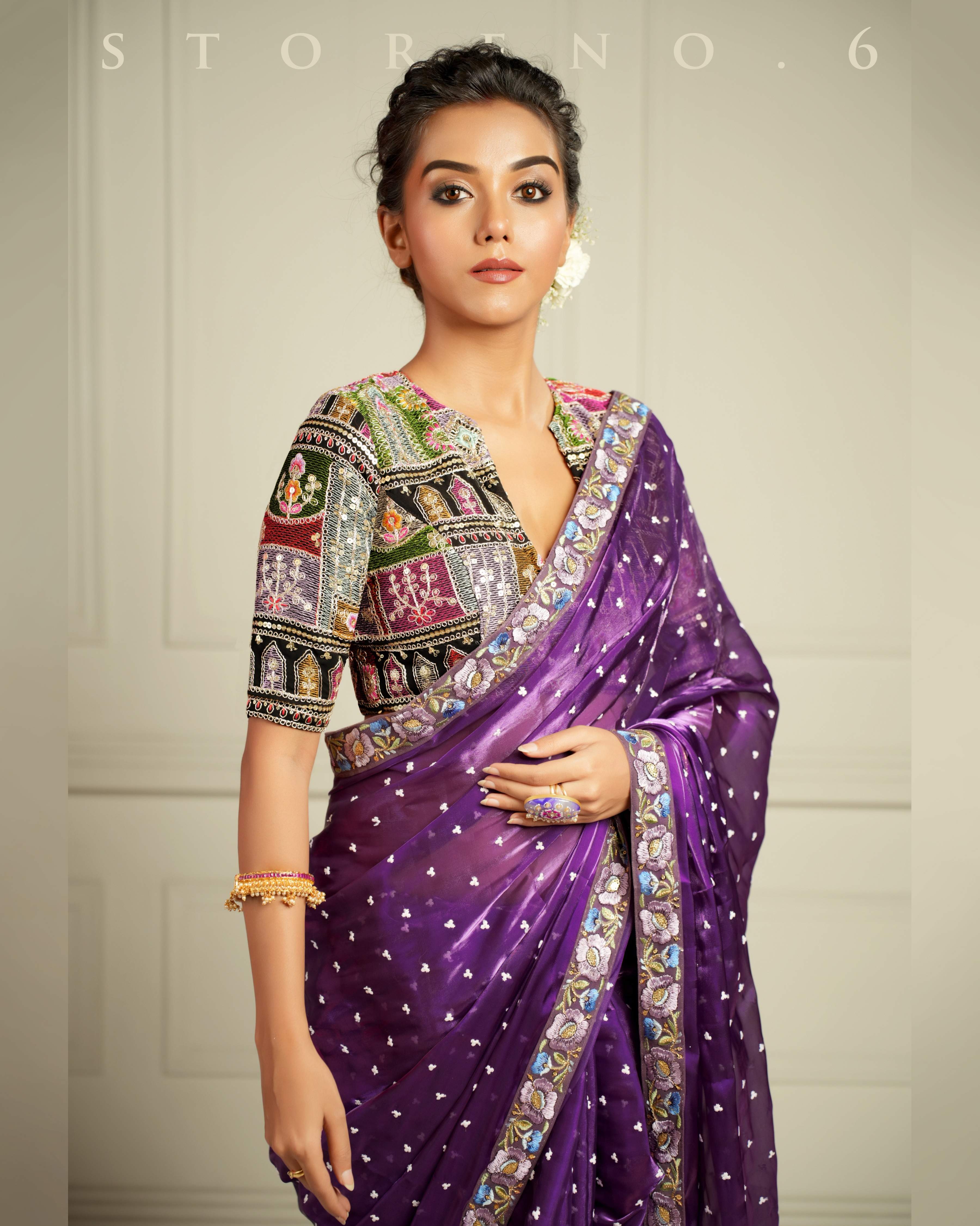 THE AMETHYST AFFAIR SAREE WITH THE DARK DELIGHT BLOUSE