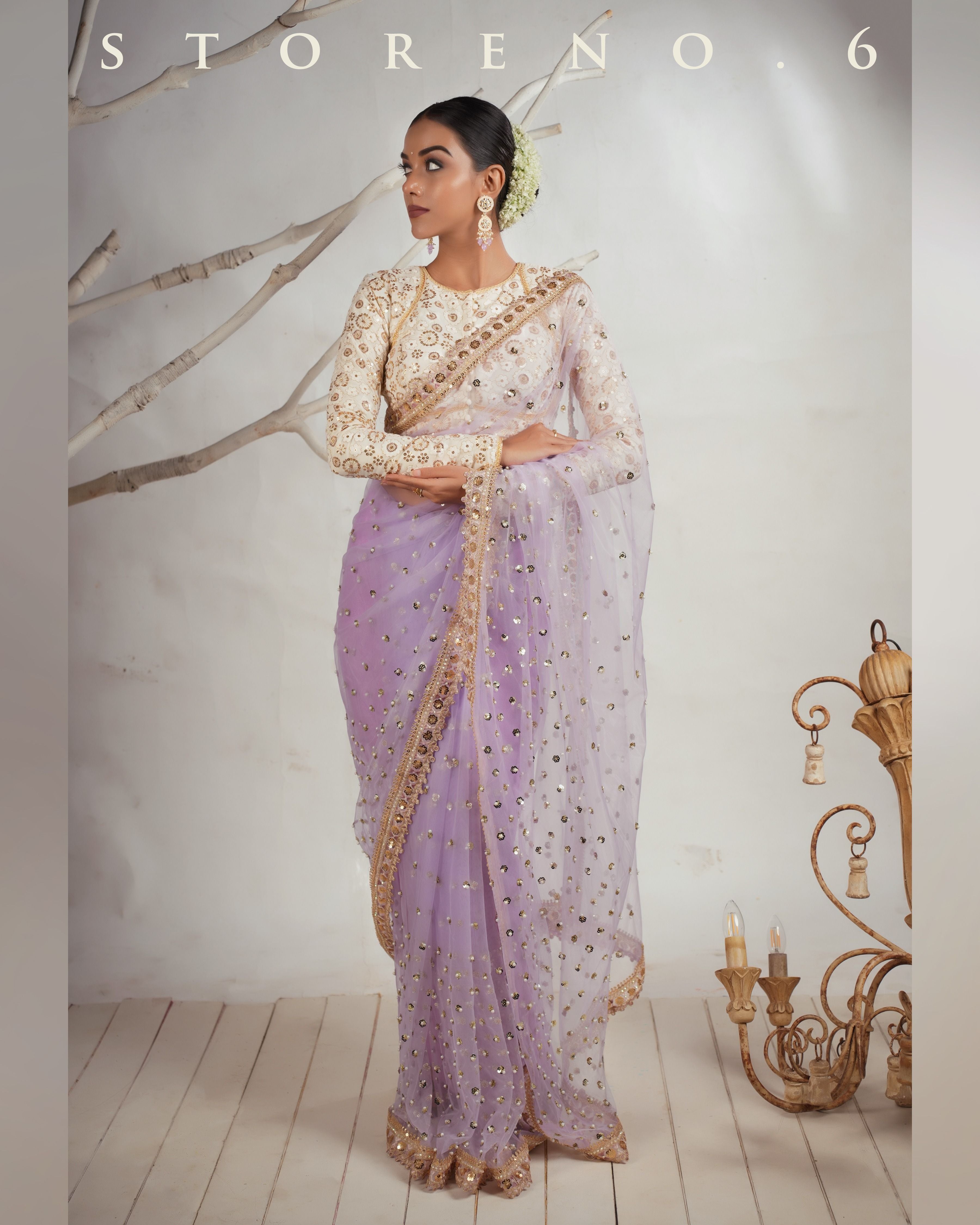 THE LILAC LUXURY SAREE WITH THE DAISY DESIRE BLOUSE