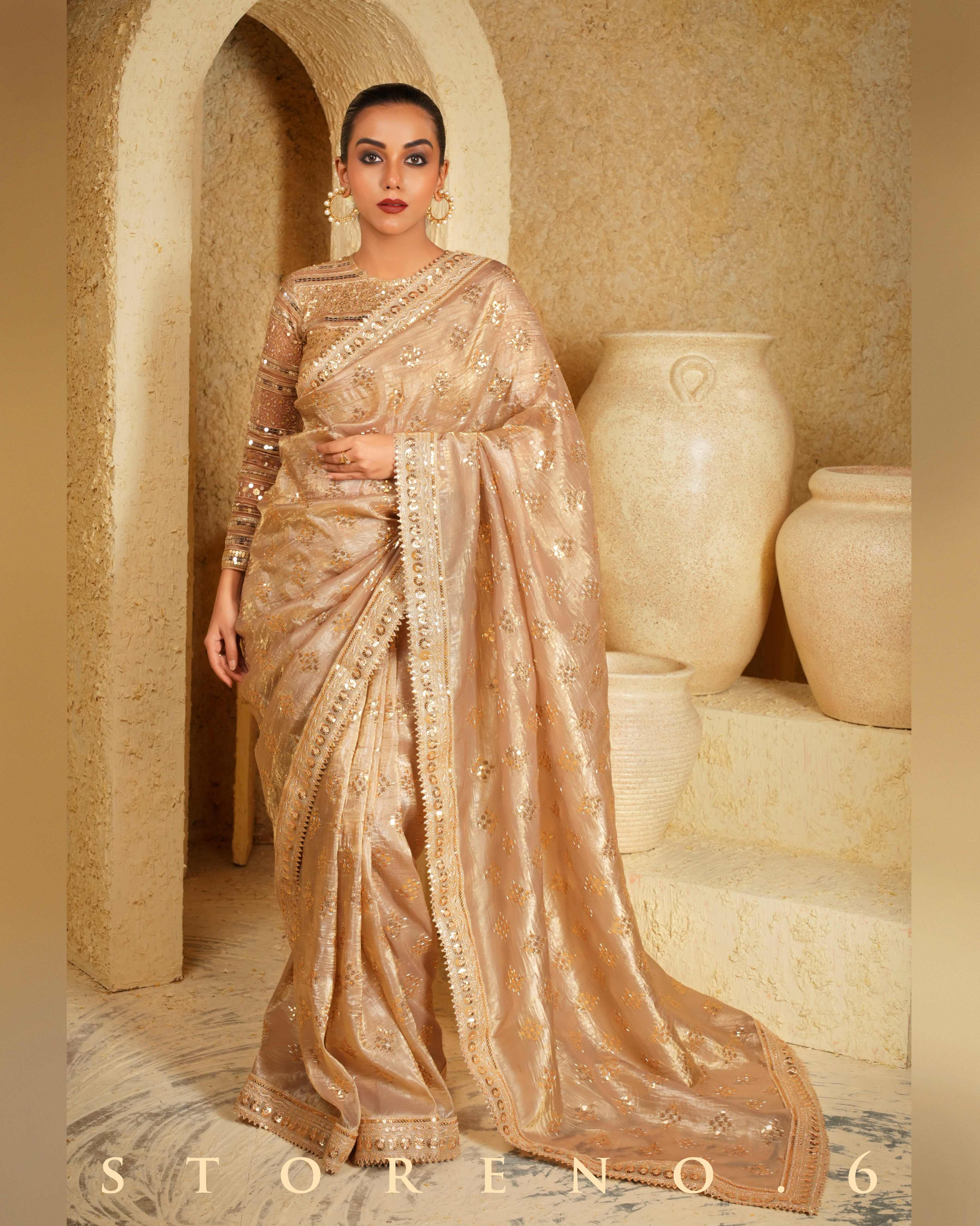 DESERT DELIGHT SAREE WITH GOLD GARNISH BLOUSE