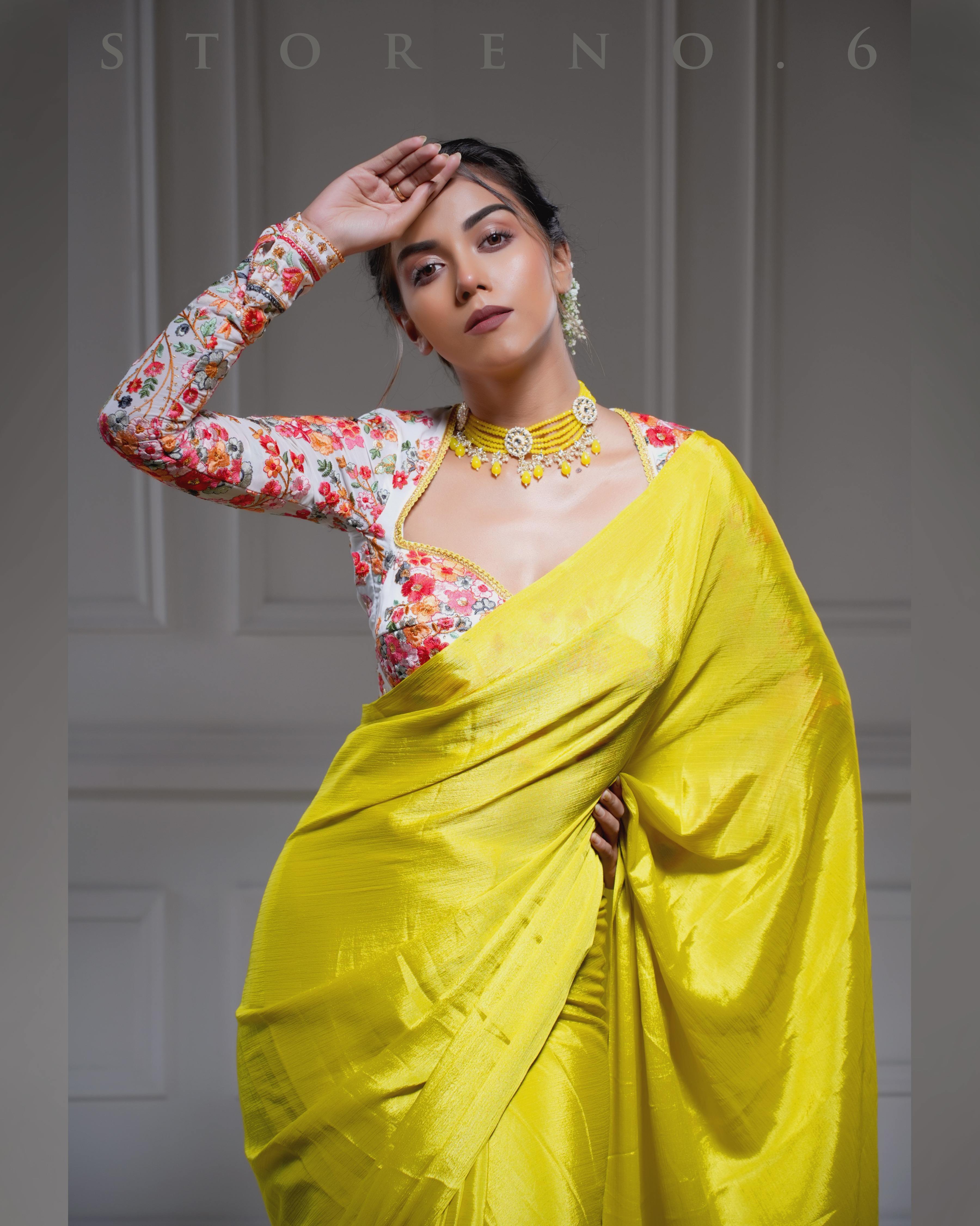 NEON NIRVANA SAREE WITH KAFOORI ASHIQUI CORSET BLOUSE