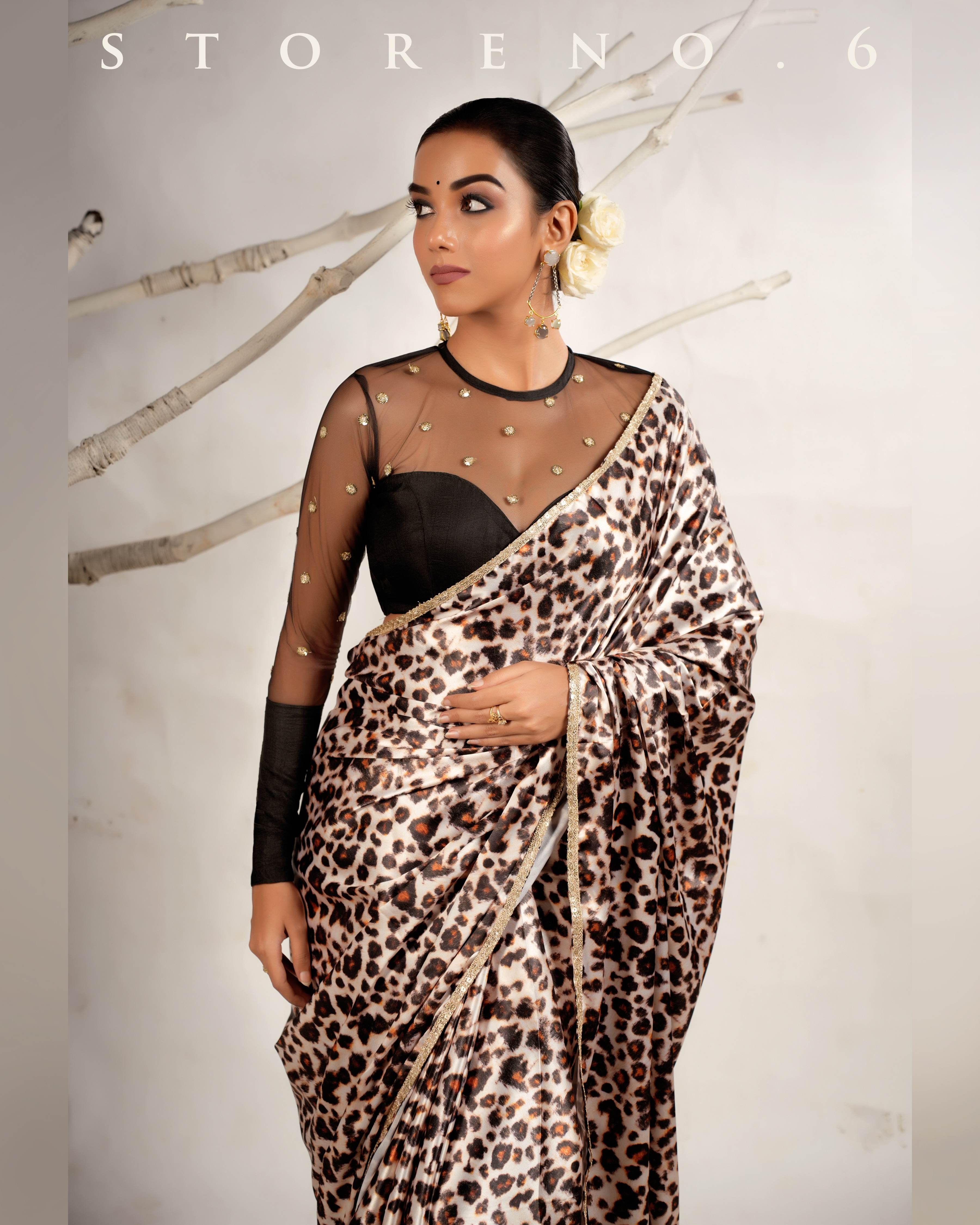 THE LEOPARD LUXURY SAREE WITH THE PERFECT POISE BLOUSE