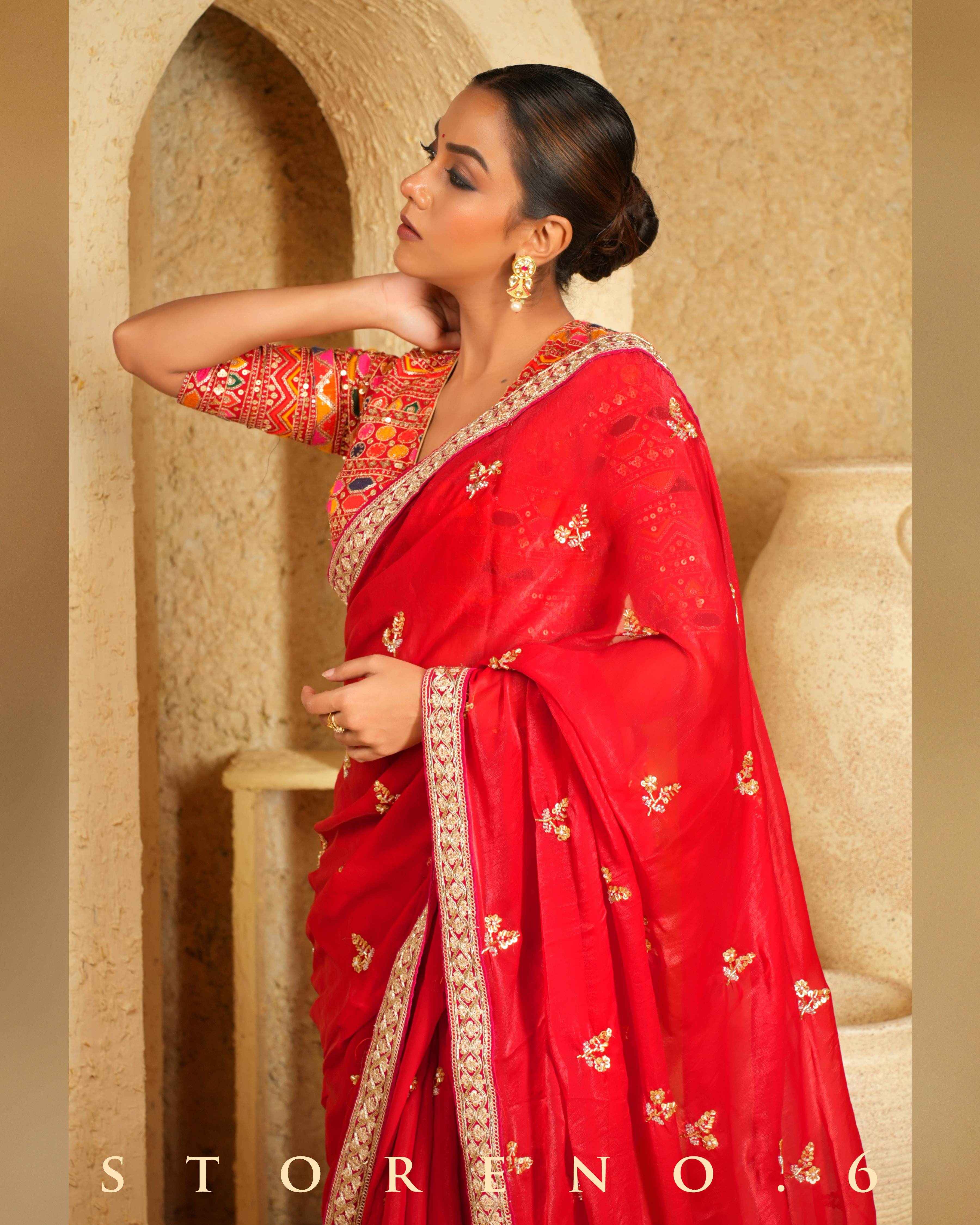 RUBY RITZY SAREE WITH CRIMSON CHARM BLOUSE