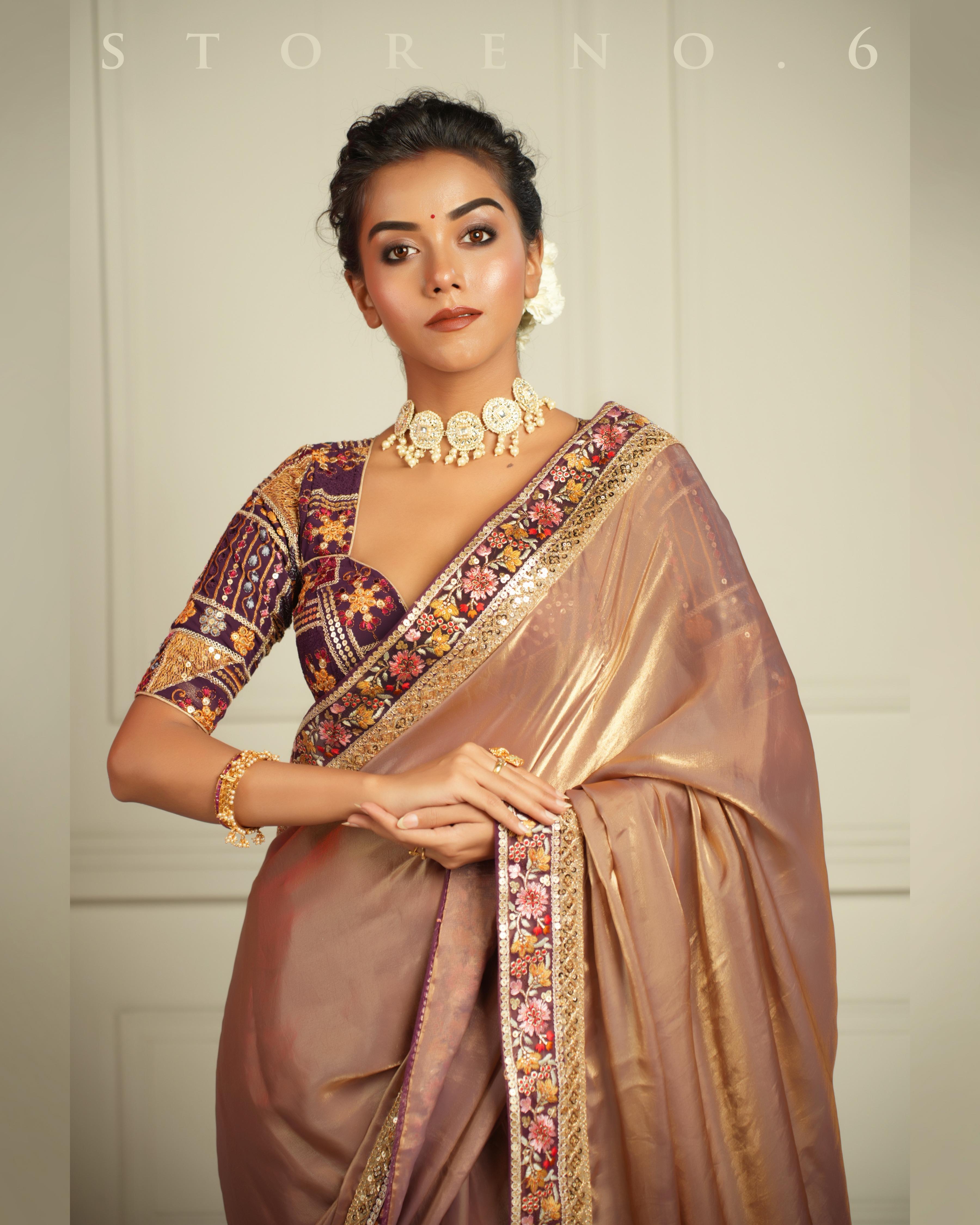 THE IMPERIAL TWILIGHT SHIMMER SAREE WITH PLUM PARADISE BLOUSE