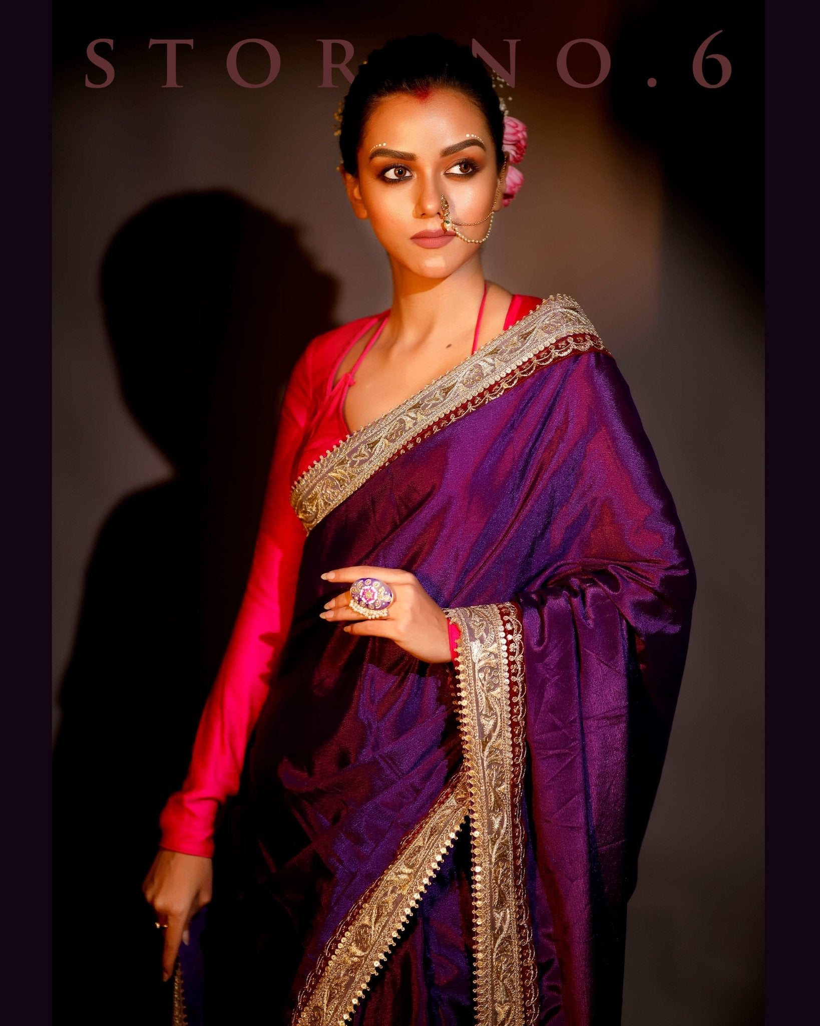 PASSIONATE PLUM READY-TO-WEAR SAREE AND BLOUSE SET