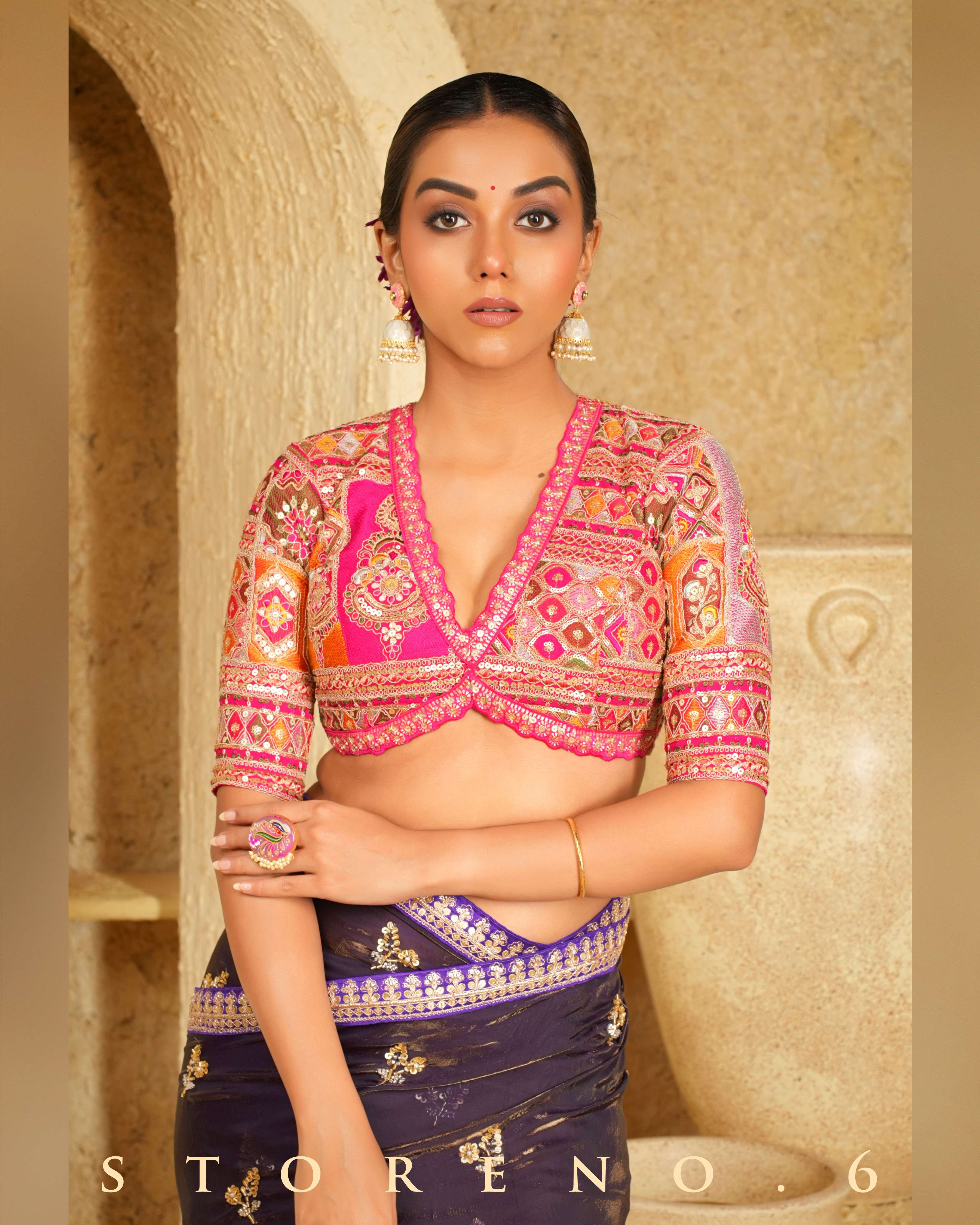 RAISIN RITZY SAREE WITH FUCHSIA FUSION BLOUSE