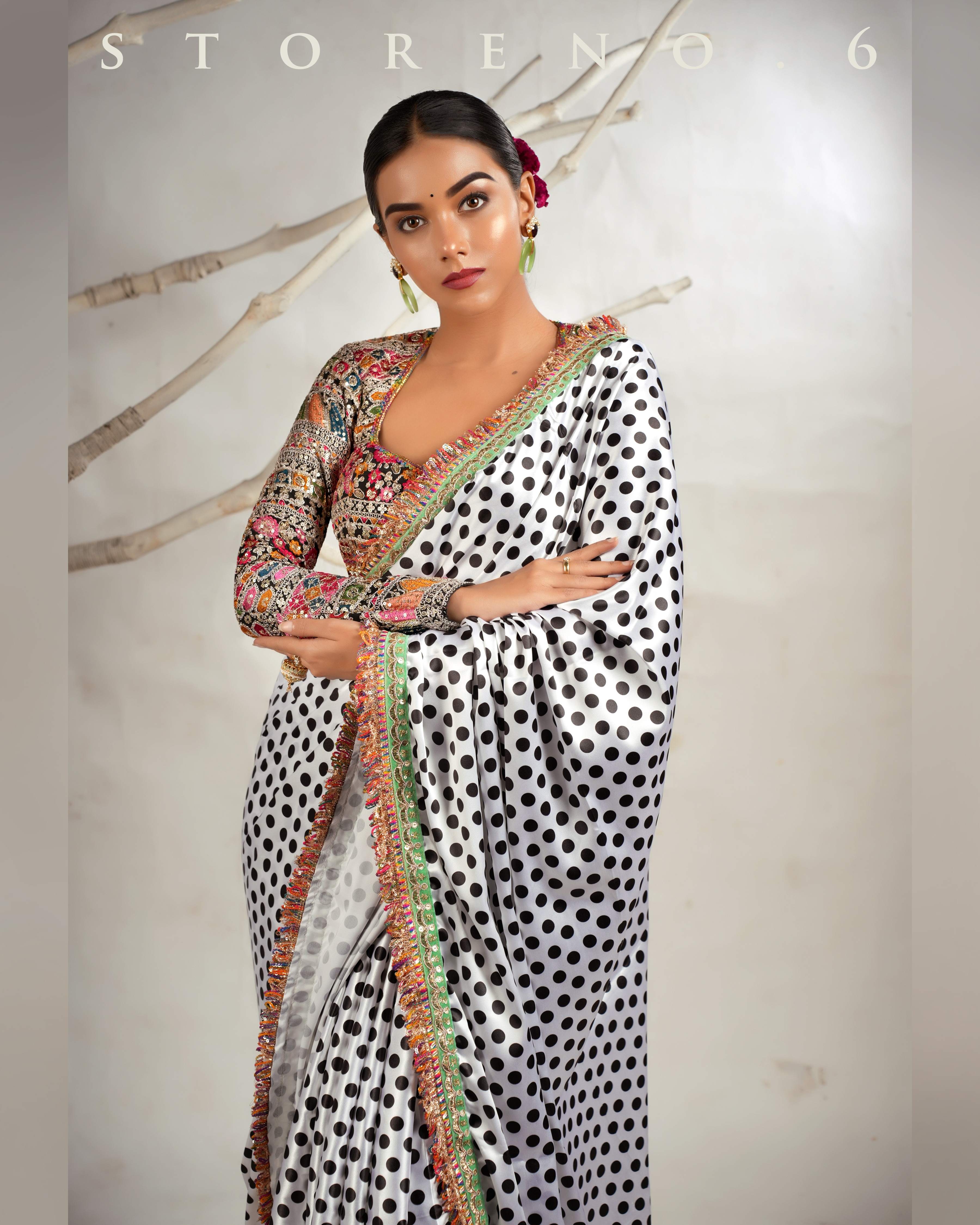 THE POLKA PASSION SAREE WITH GUL KAARI SIAH-X CLASSIC BLOUSE