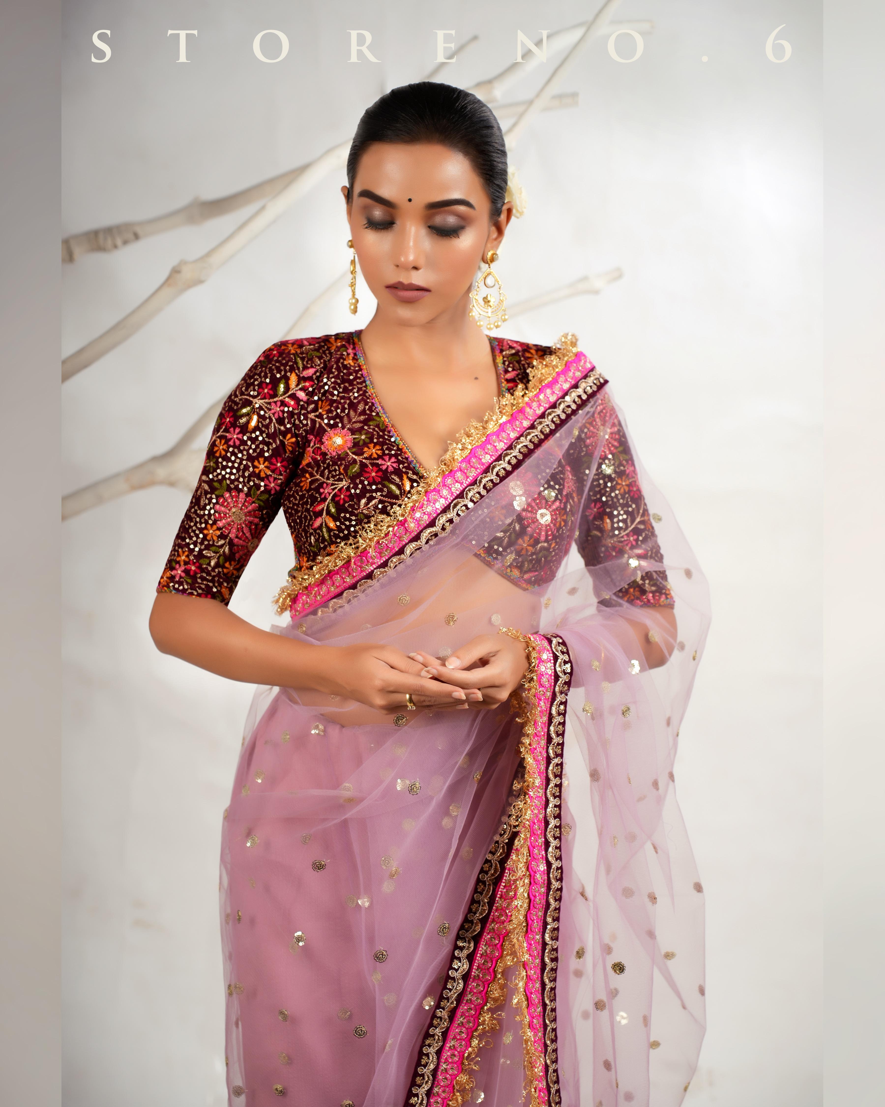 THE ROSY ROMANCE SAREE WITH THE JAM JEWEL BLOUSE